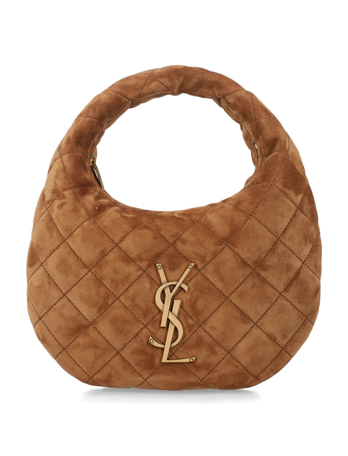 Saint Laurent Icarino Quilted Suede Bag Cognac Calf Skin Tote