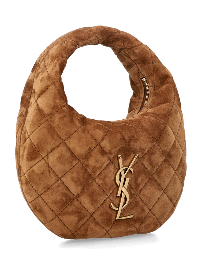 Saint Laurent Icarino Quilted Suede Bag Cognac Calf Skin Tote