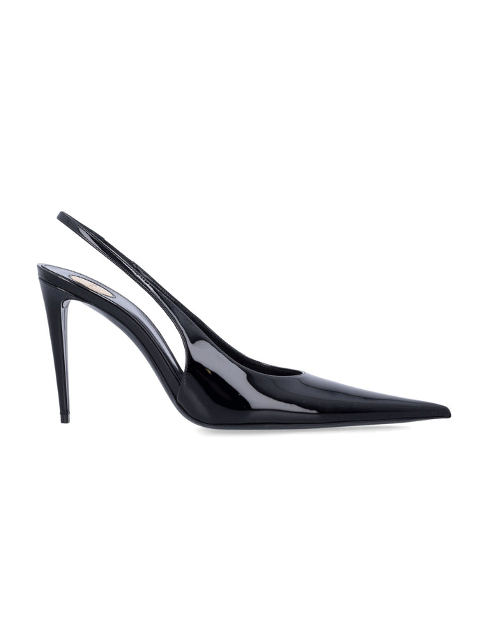 Saint Laurent Guermantes Patent Leather Slingback Pumps Black Calf