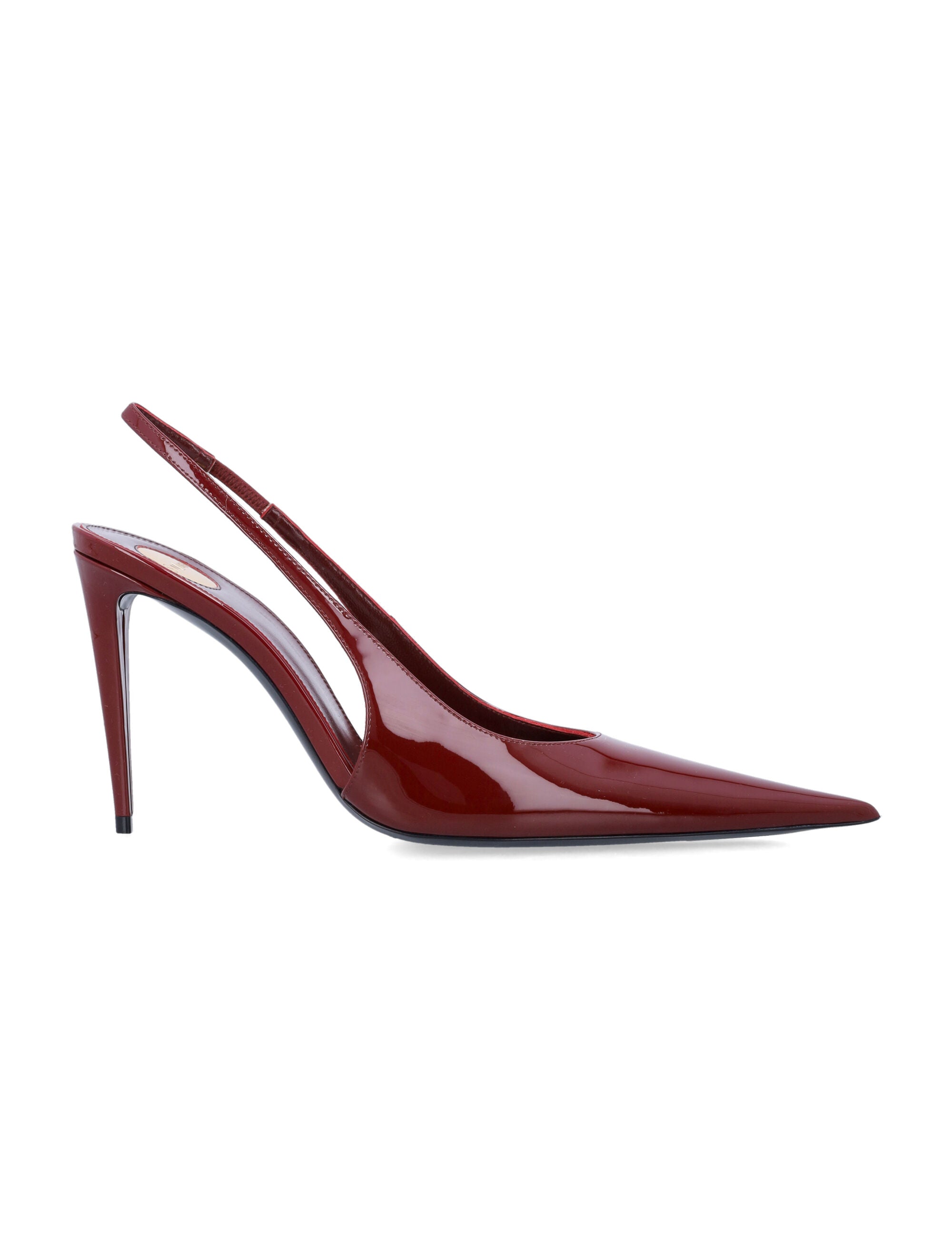 Saint Laurent Guermantes Patent Leather Slingback Pumps Lust Red Calf