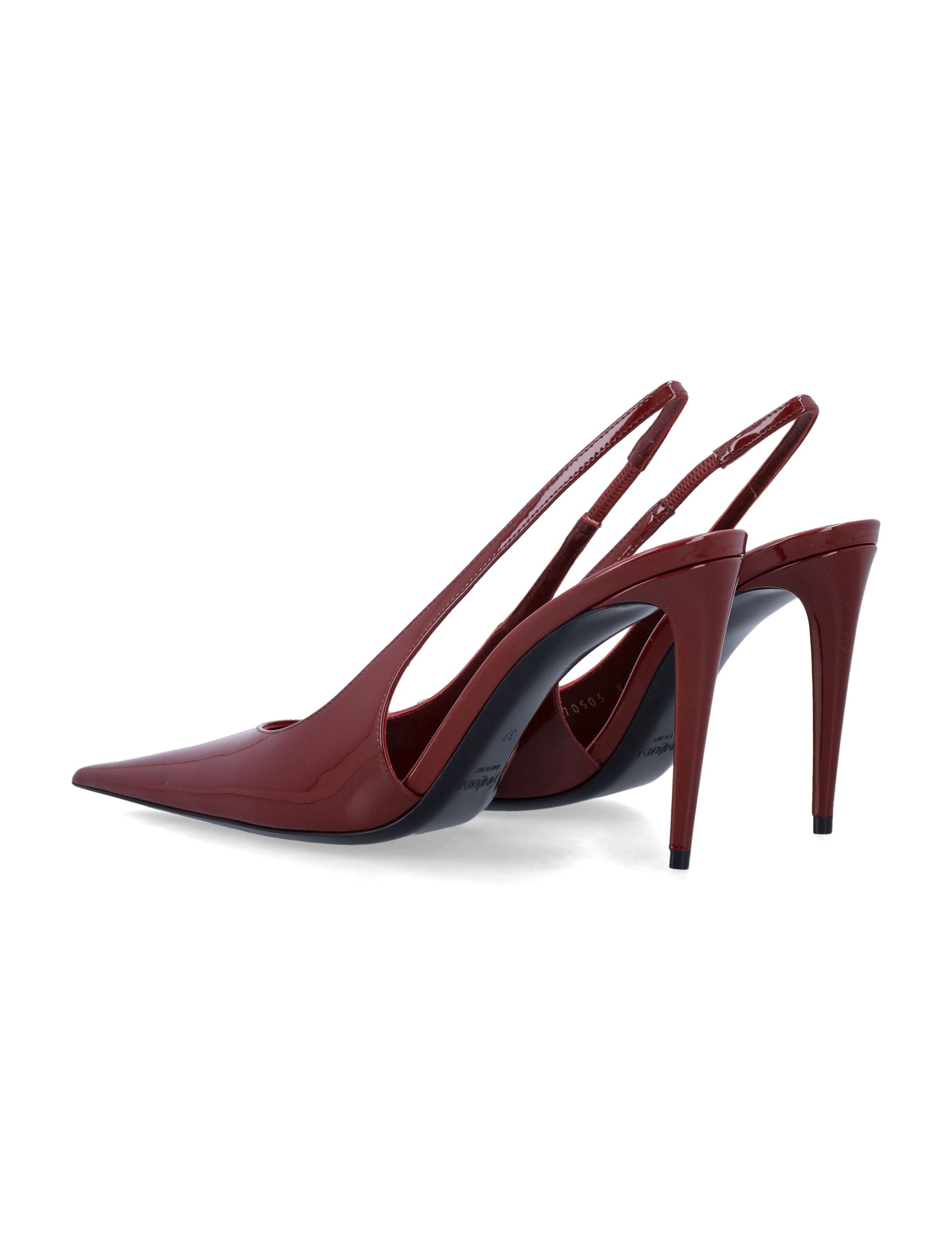 Saint Laurent Guermantes Patent Leather Slingback Pumps Lust Red Calf