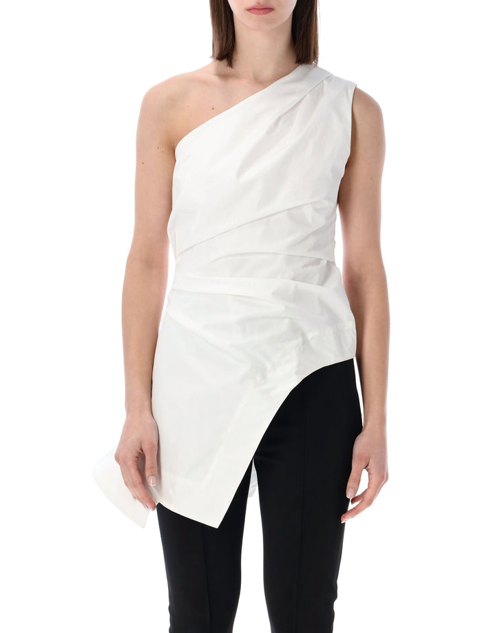 Róhe One Shoulder Cotton Top White