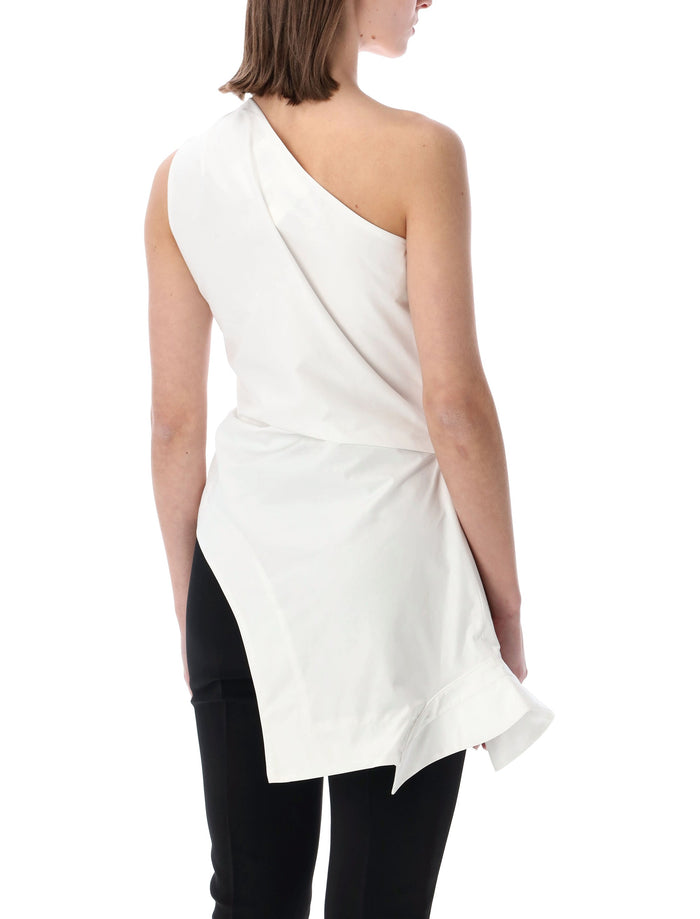 Róhe One Shoulder Cotton Top White