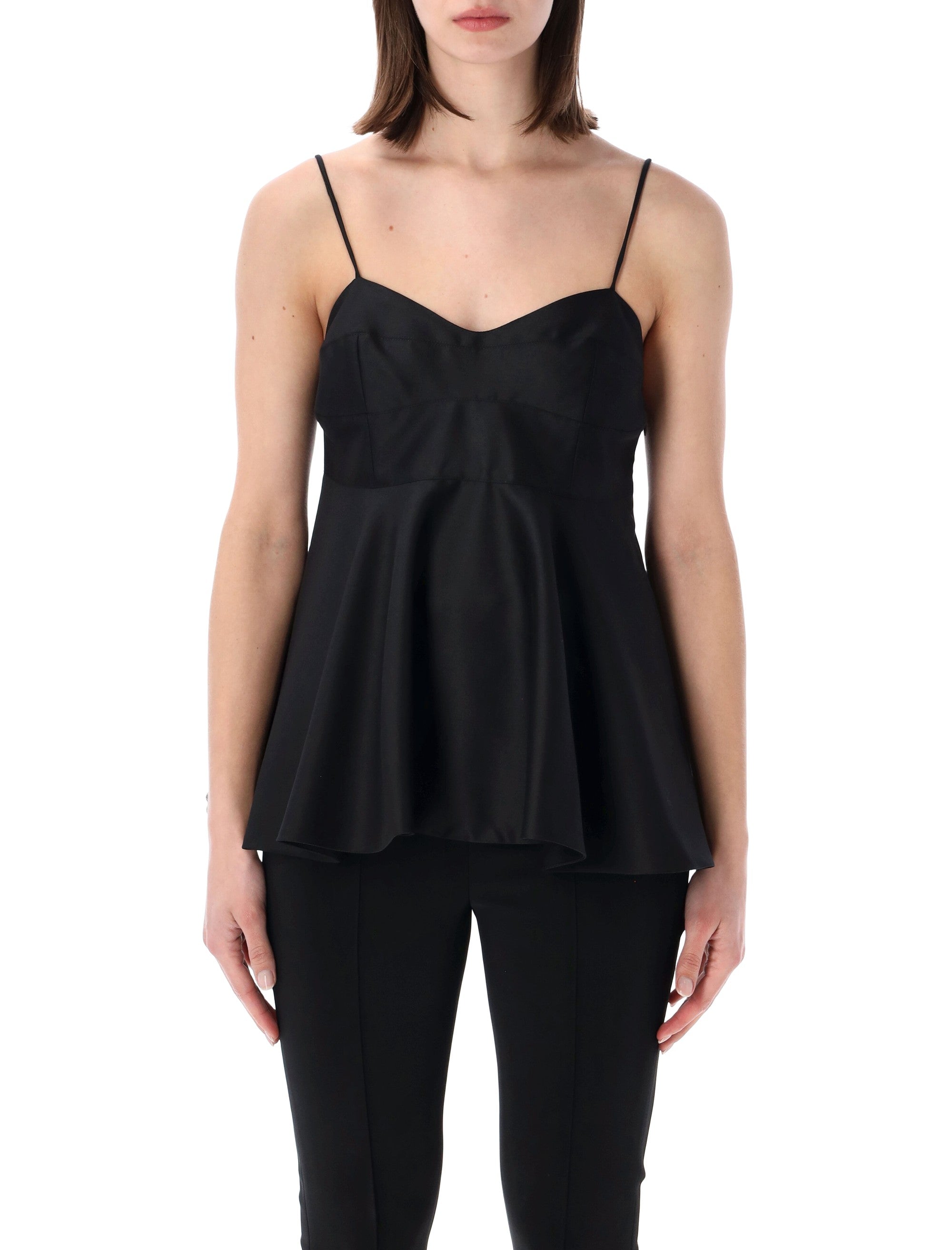Róhe Flared Bustier Peplum Top Black Virgin Wool