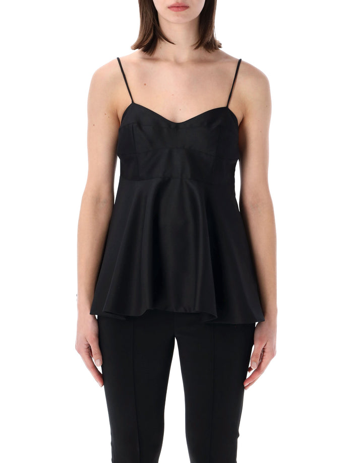 Róhe Flared Bustier Peplum Top Black Virgin Wool
