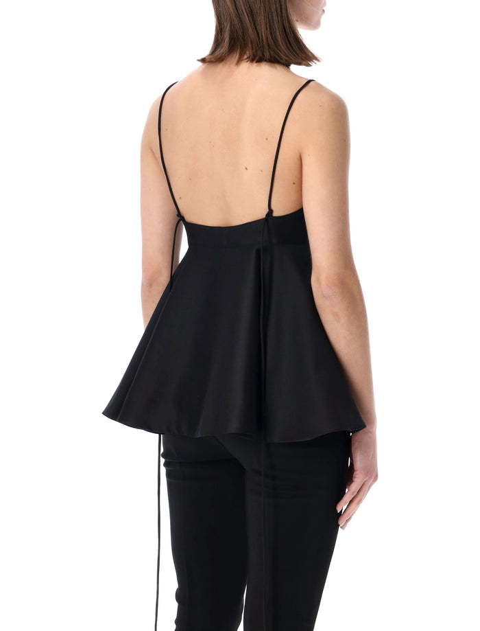 Róhe Flared Bustier Peplum Top Black Virgin Wool