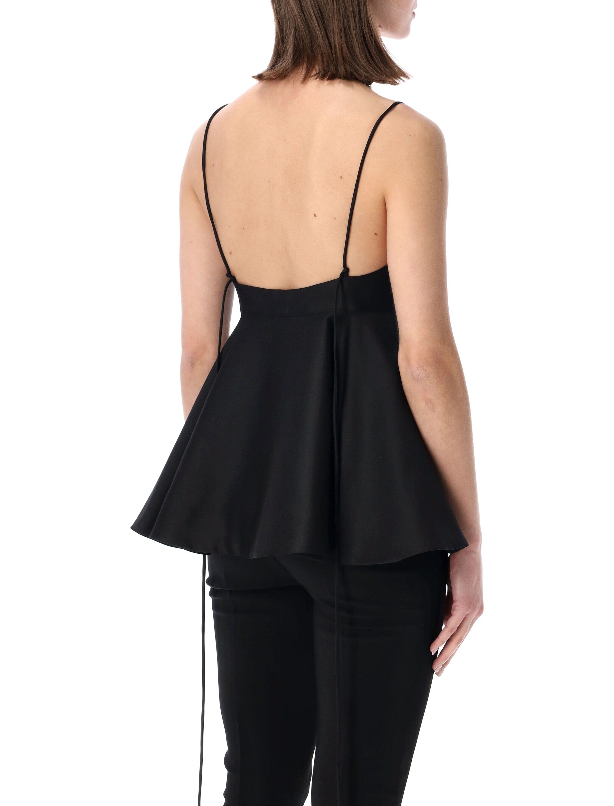Róhe Flared Bustier Peplum Top Black Virgin Wool