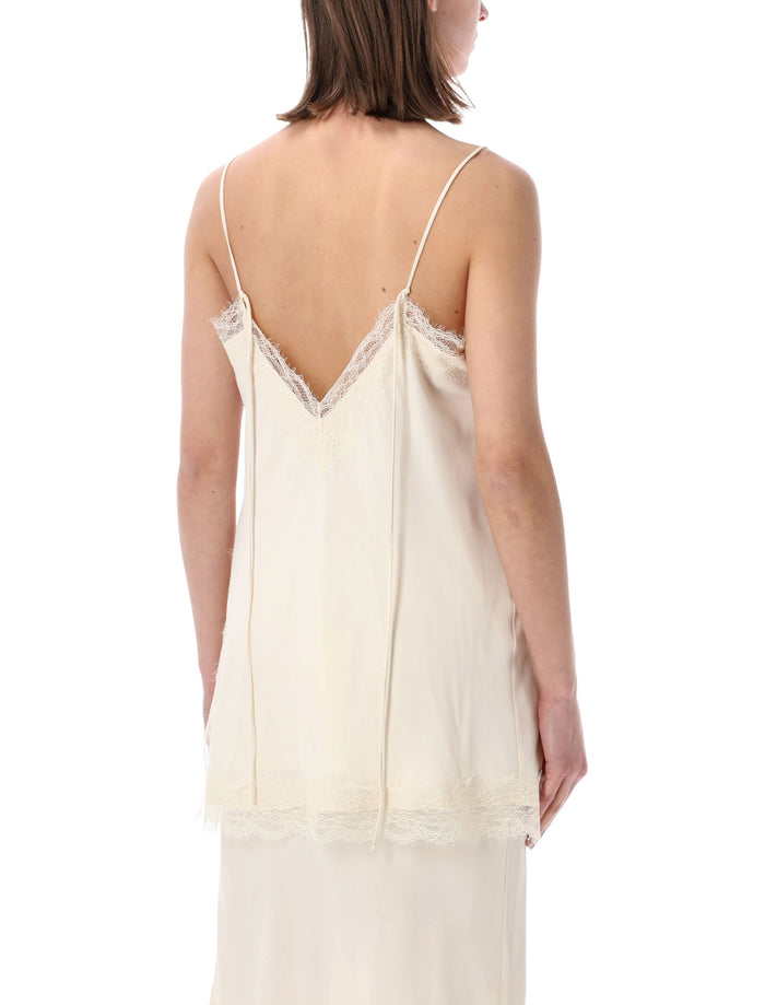 Róhe Lace Trim Crepe Camisole Off White Acetate Top