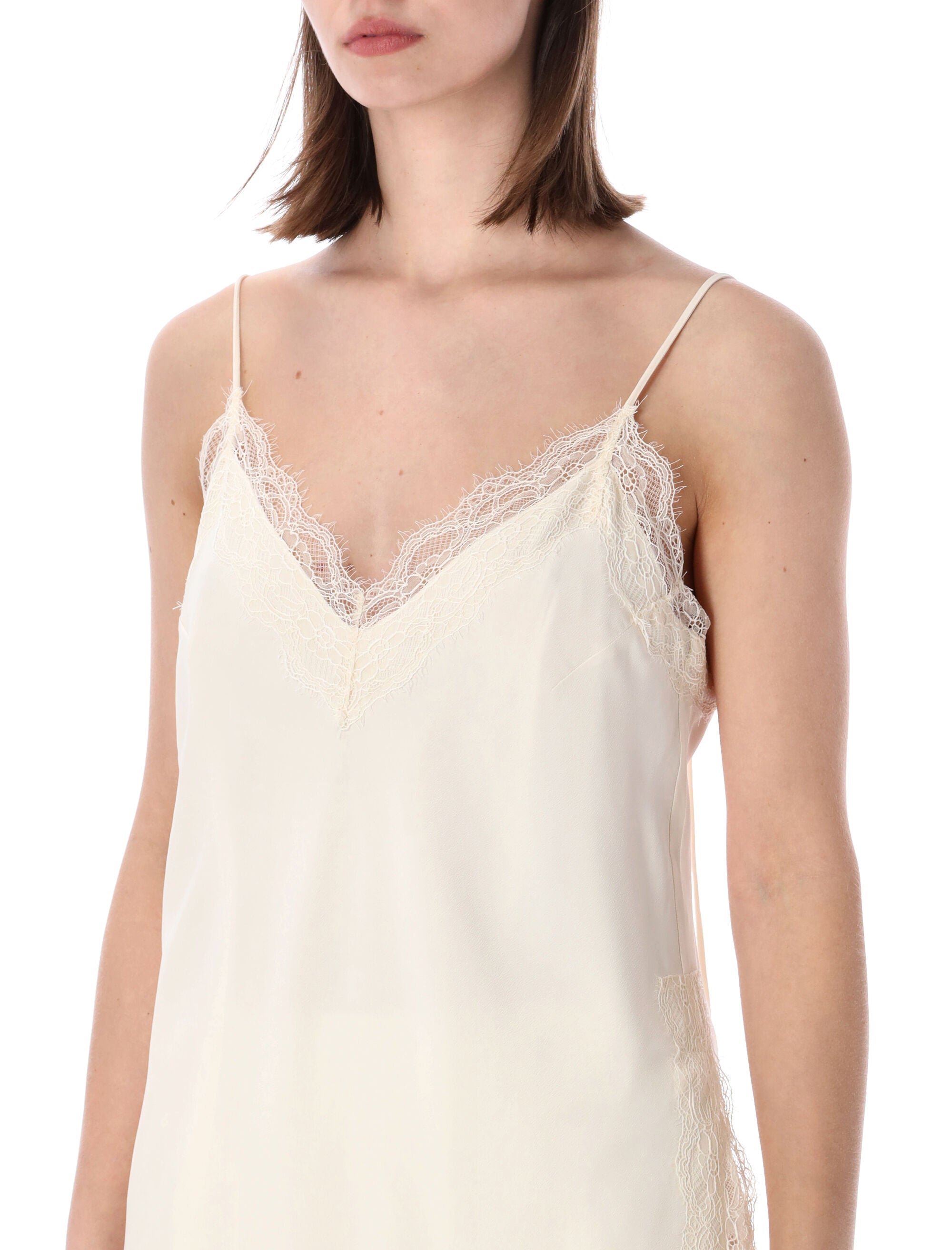 Róhe Lace Trim Crepe Camisole Off White Acetate Top