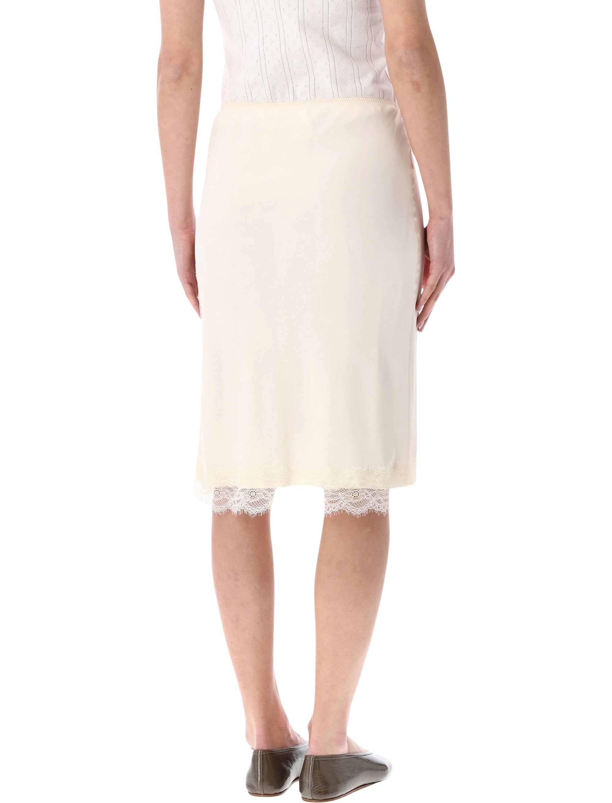 Róhe Silk Blend Lace Skirt Off White Acetate