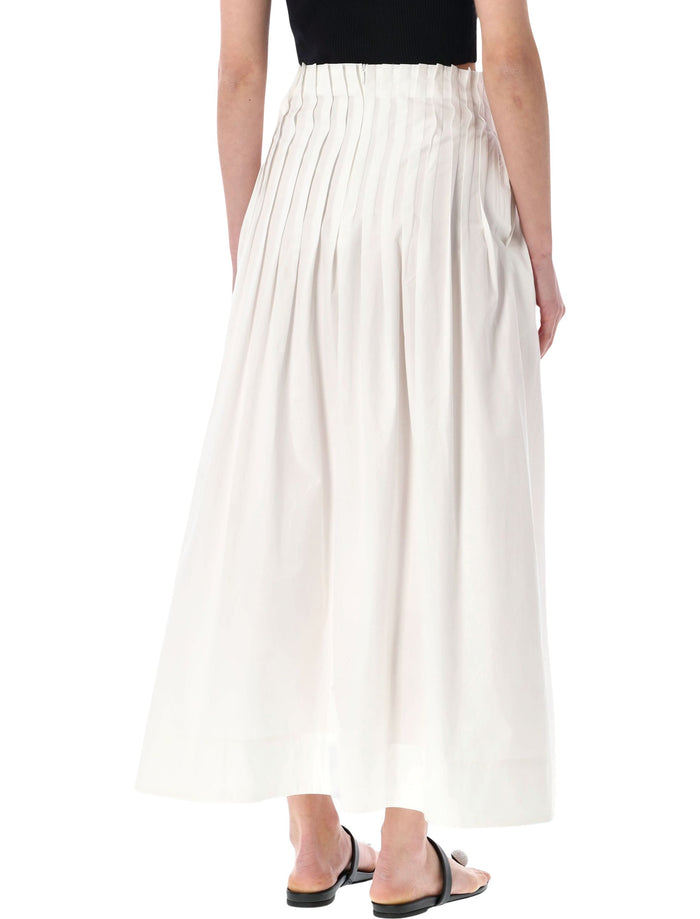 Róhe Pleated Poplin Maxi Skirt White Cotton