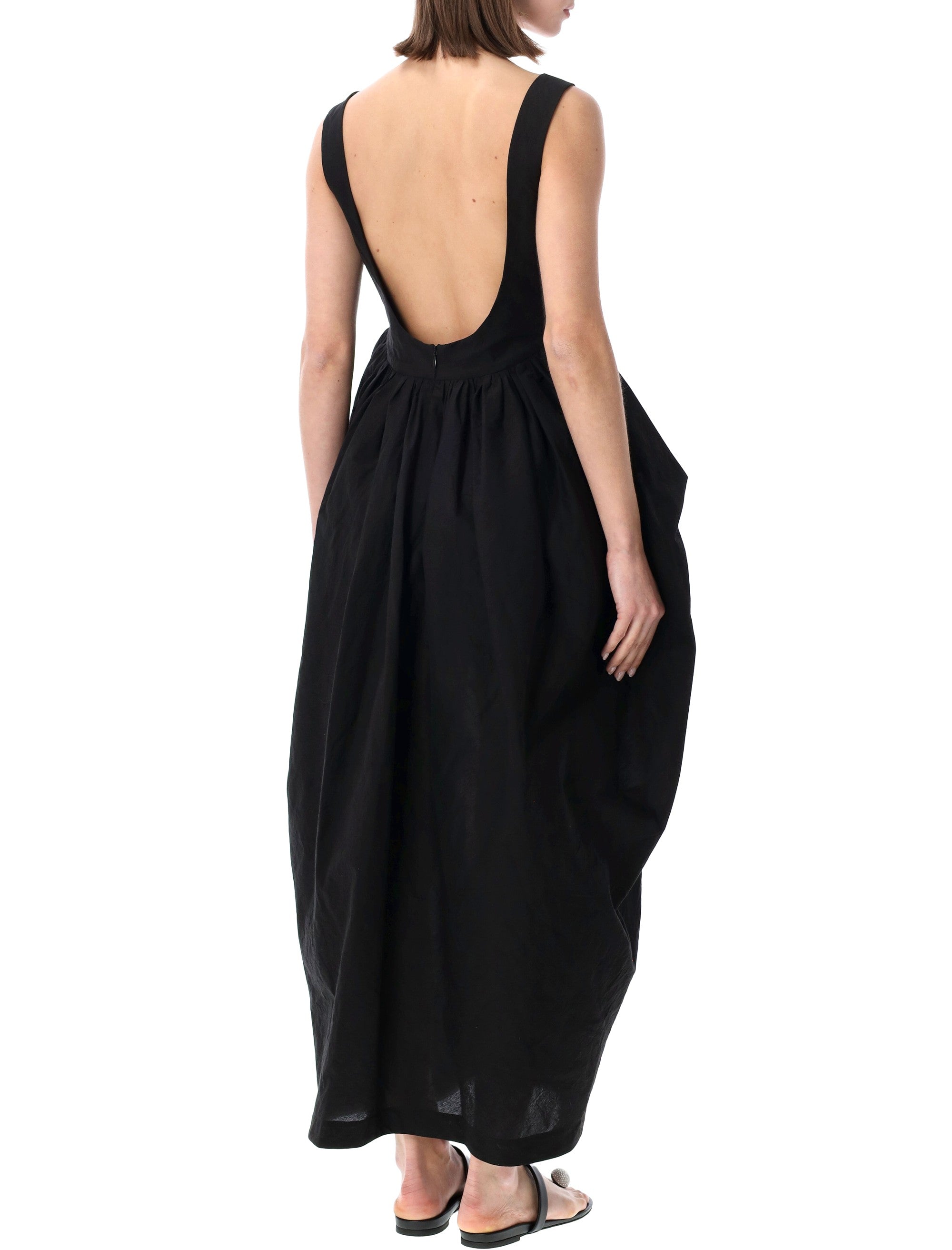 Róhe Sculptural Textured Cotton Dress Black