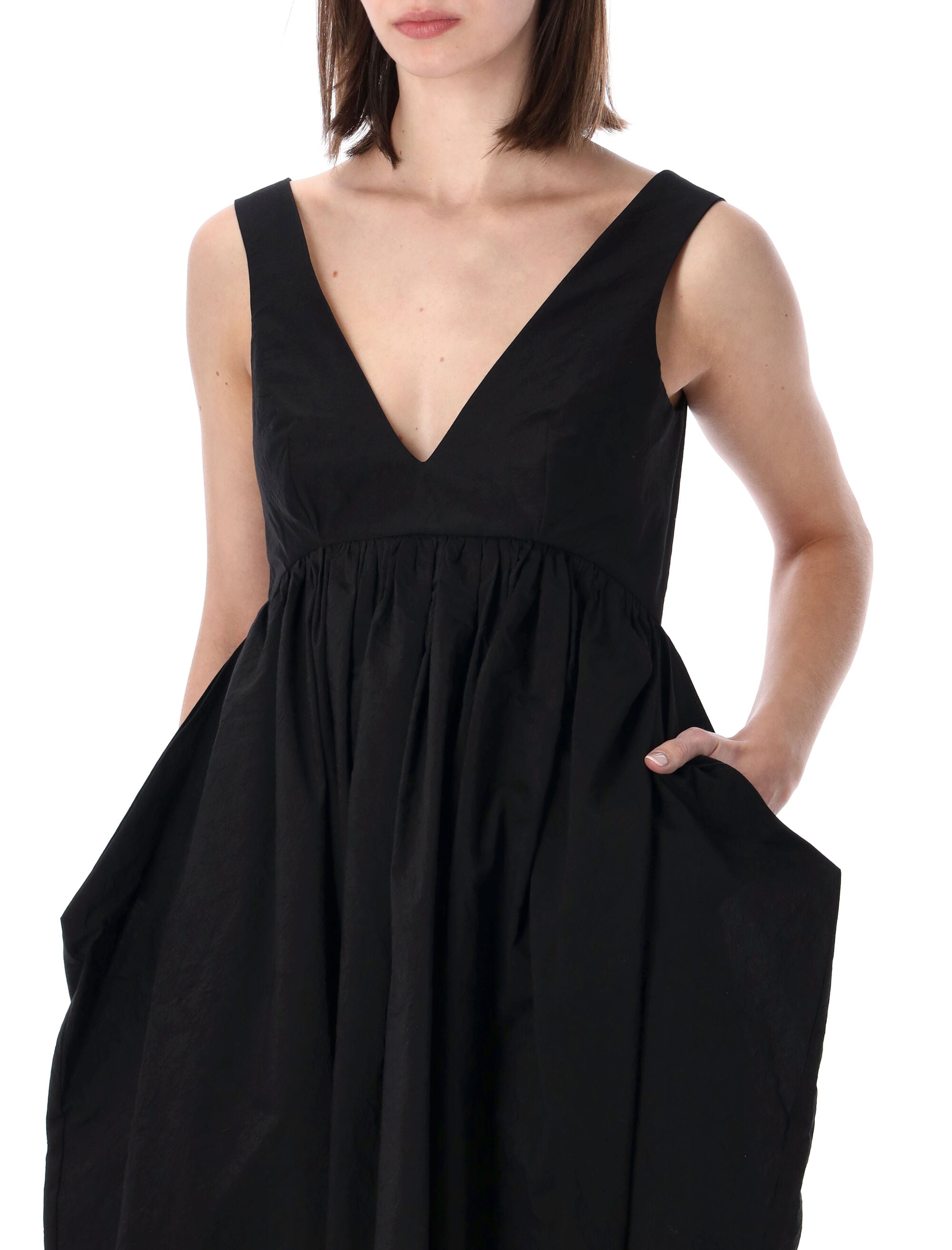 Róhe Sculptural Textured Cotton Dress Black