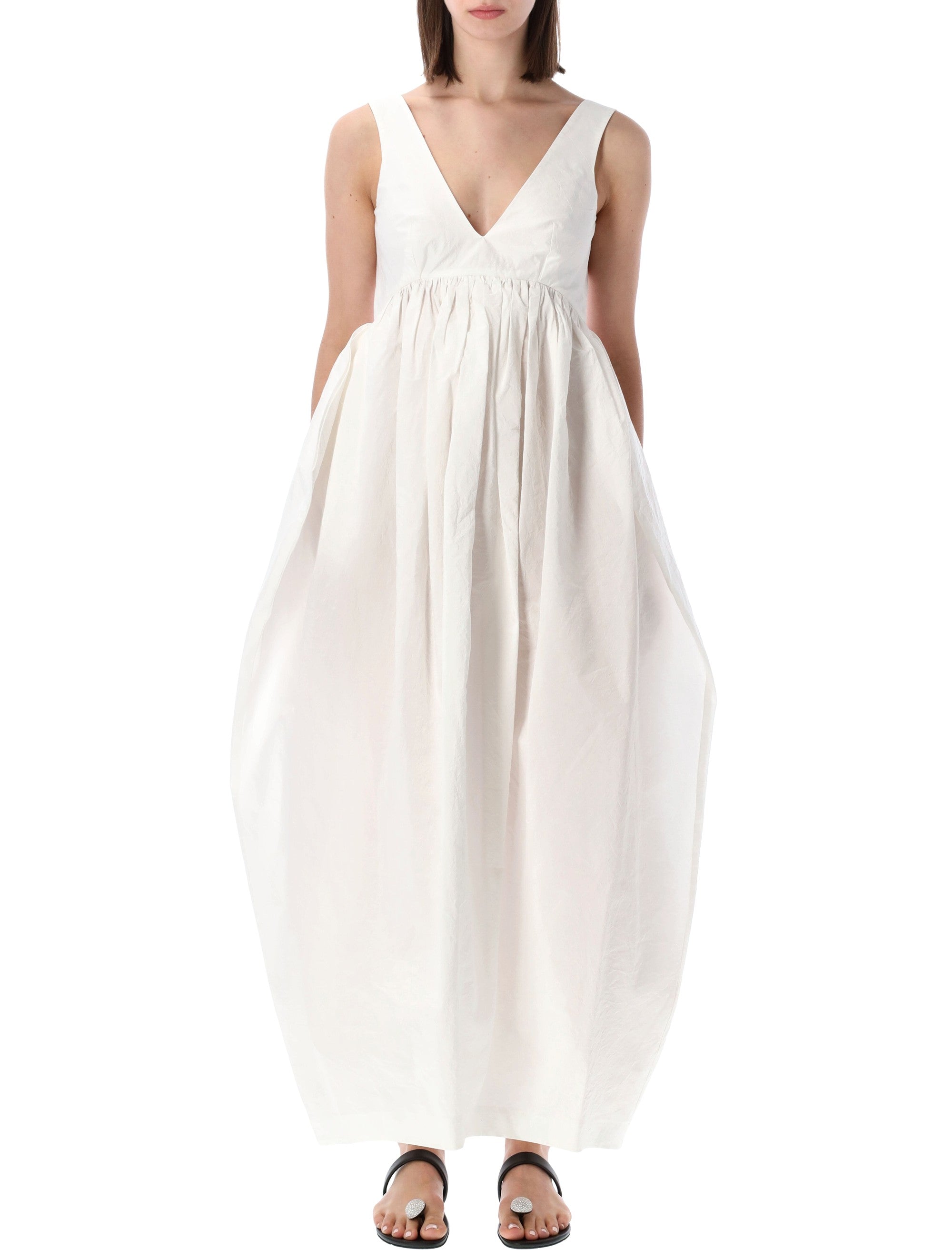 Róhe Sculptural Textured Cotton Dress White