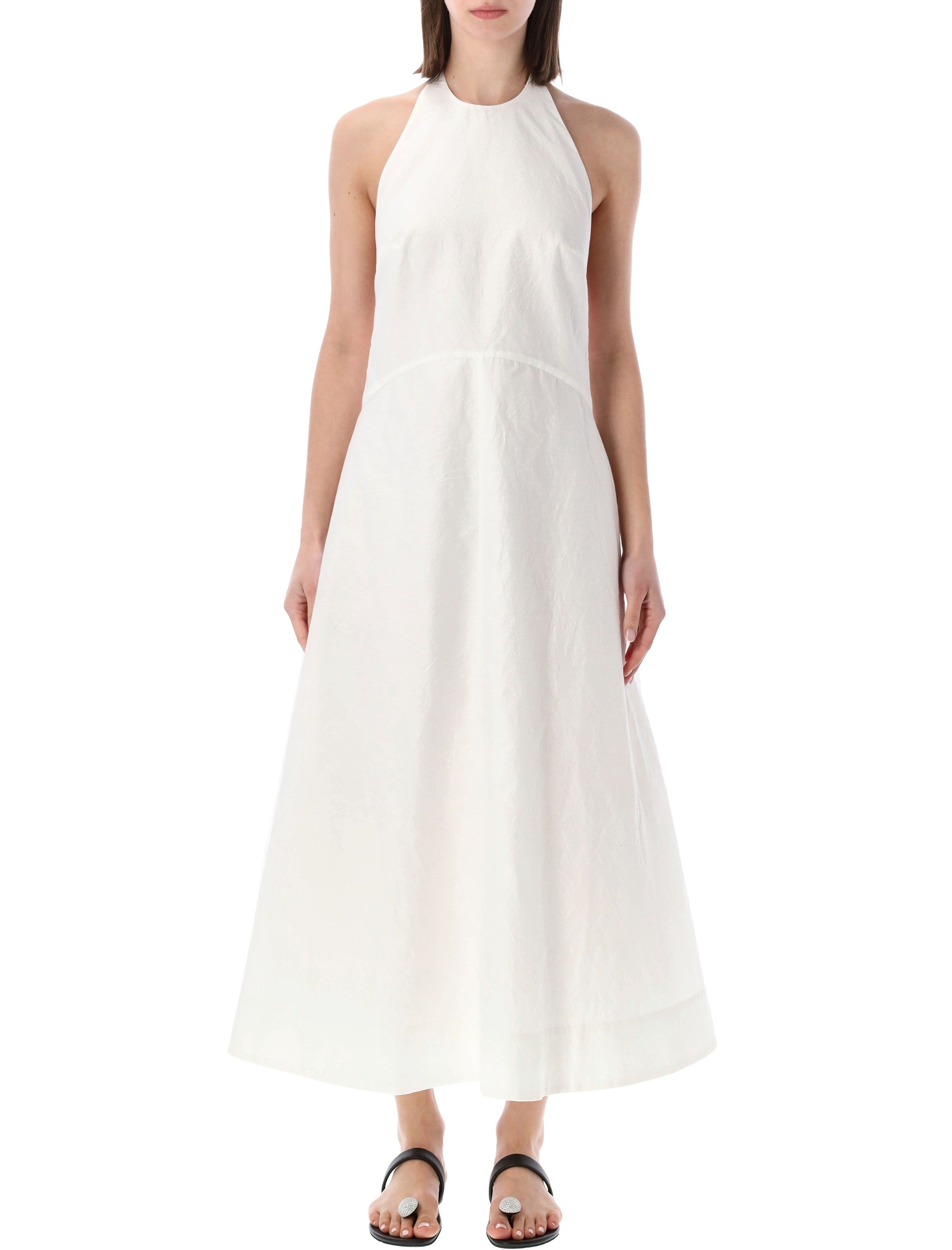 Ròhe Halter Textured Cotton Dress White