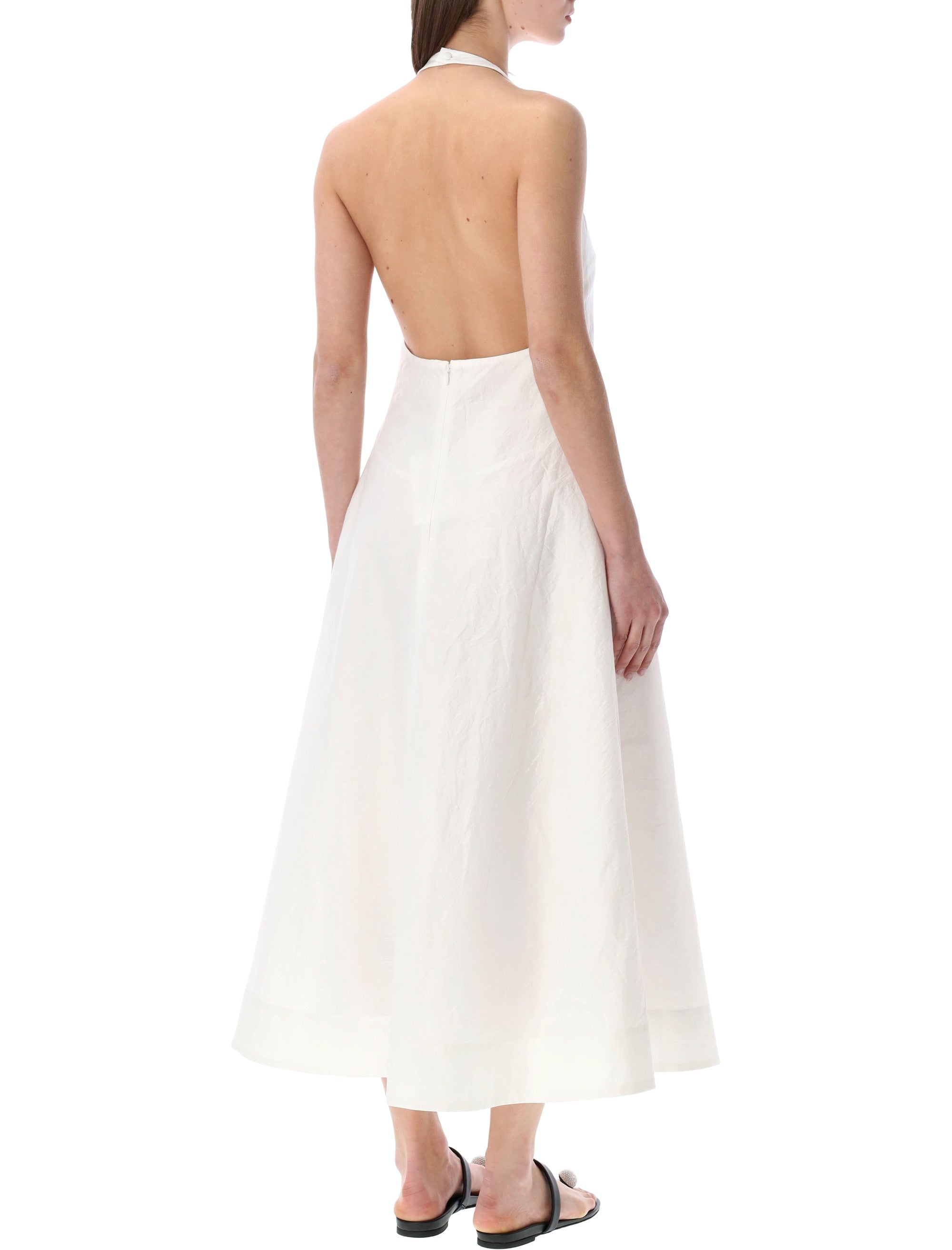 Ròhe Halter Textured Cotton Dress White