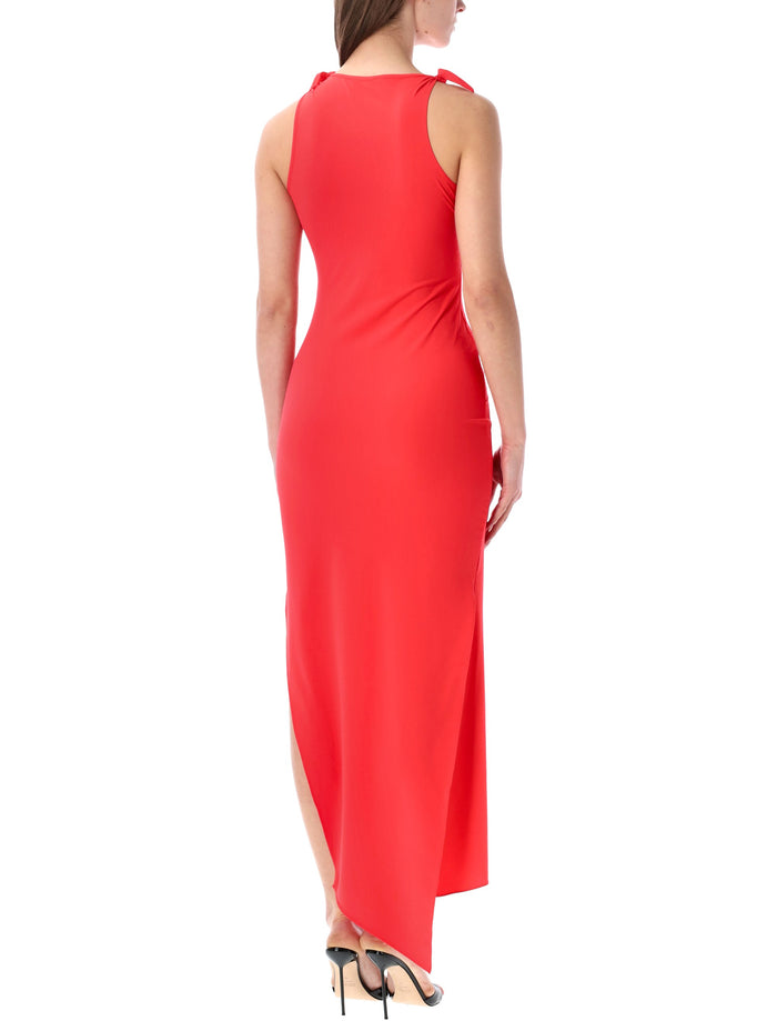 Coperni Asymmetric Flower Gown Red Recycled Polyamide Dress