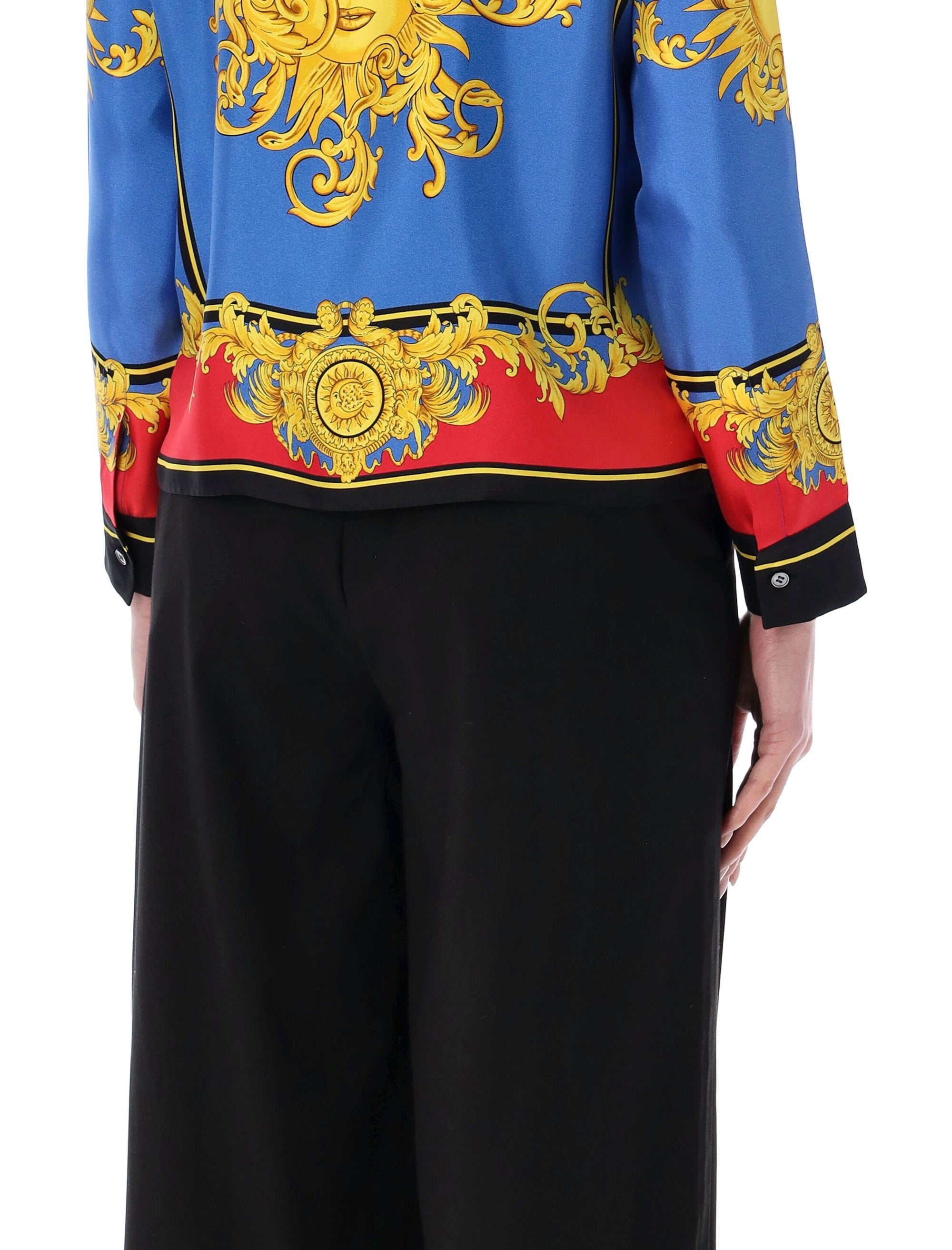 Versace printed silk twill shirt Blue + Gold