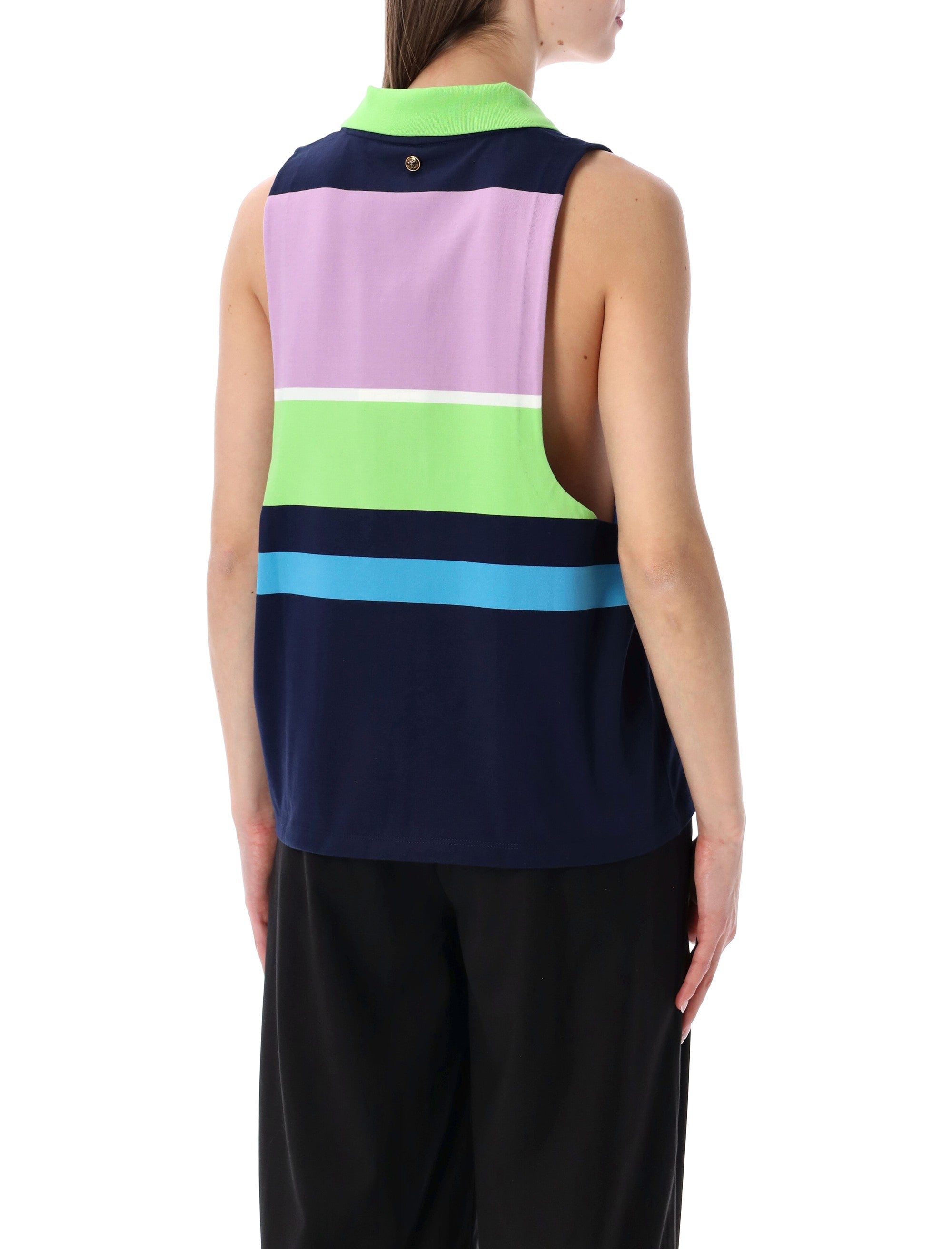 Versace Striped Cotton Jersey Top Multi Colour Rib