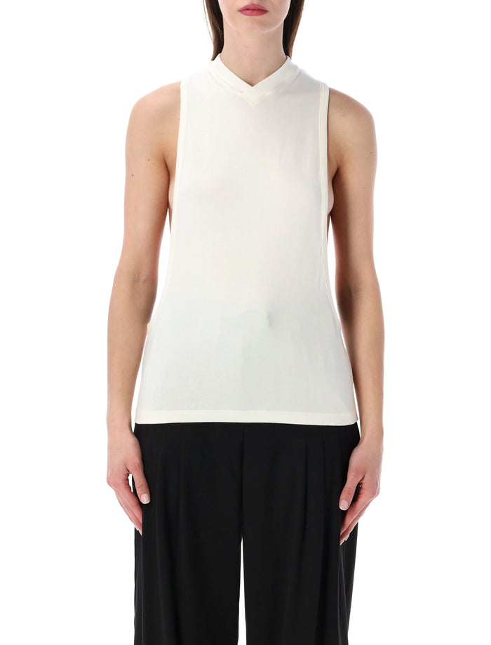 Versace Stretch Cotton Jersey Top With Logo Embroidery Optical White