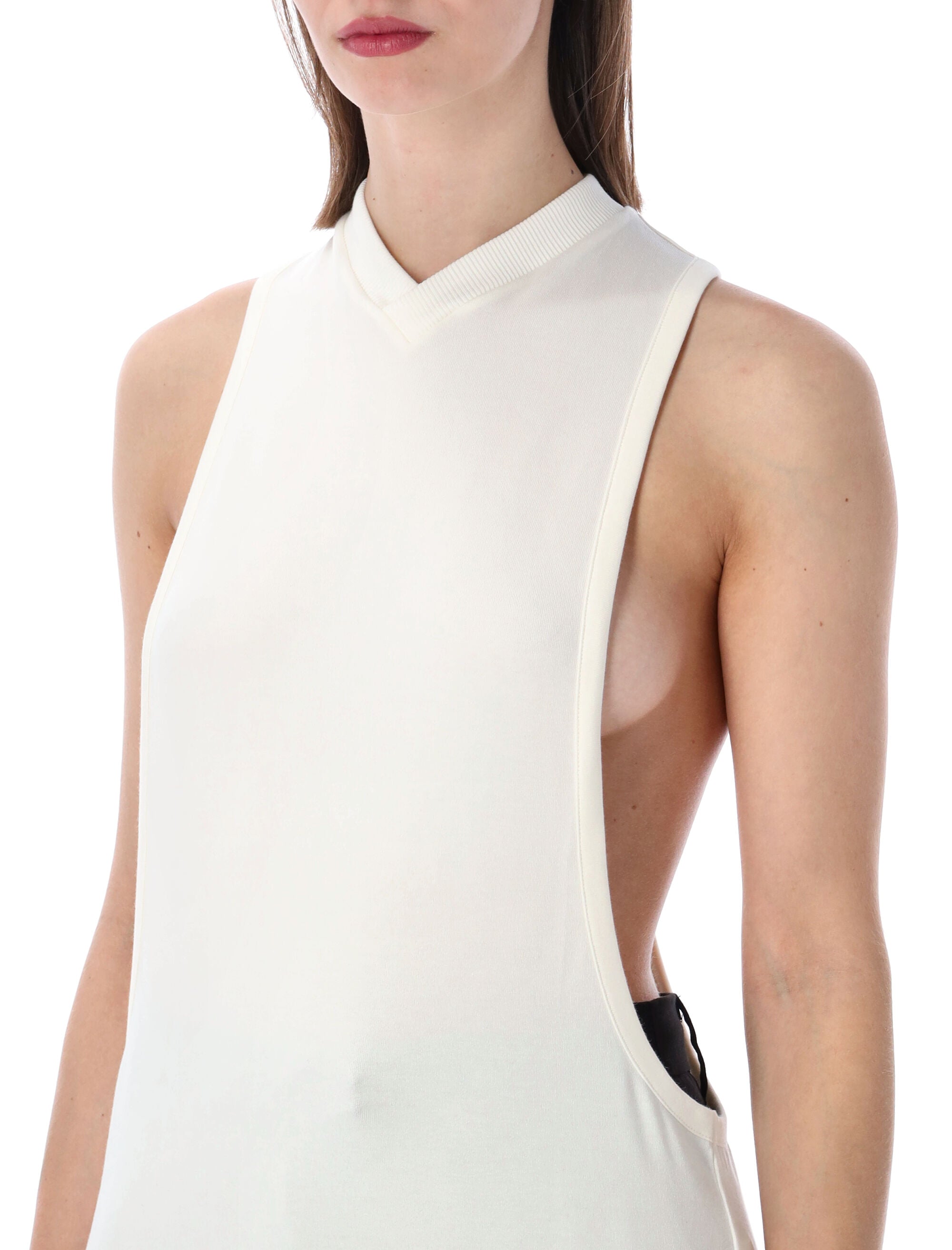 Versace Stretch Cotton Jersey Top With Logo Embroidery Optical White