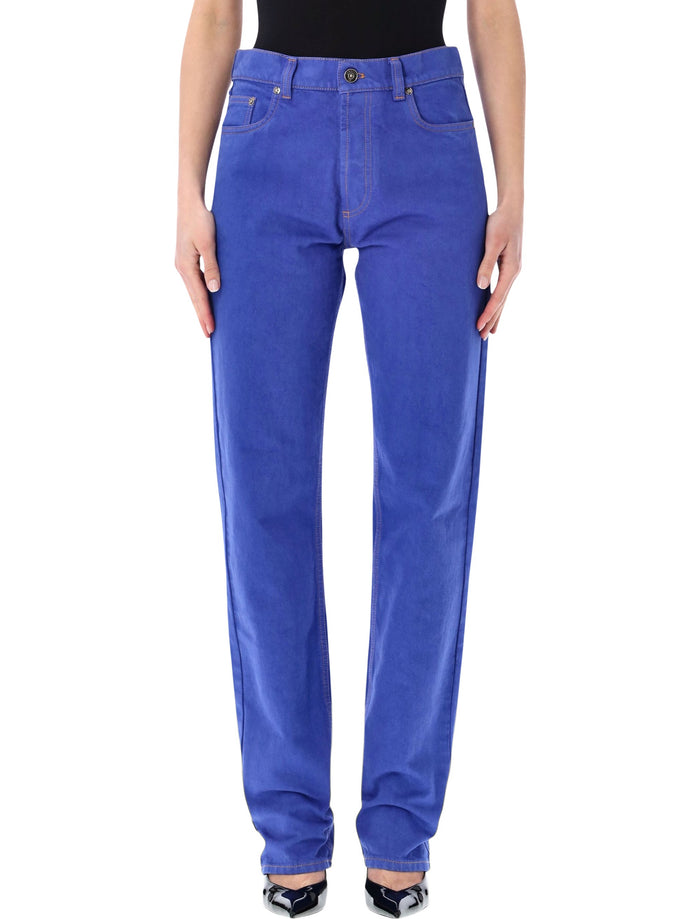 Versace Relaxed Straight Leg Jeans Sky Blue Cotton