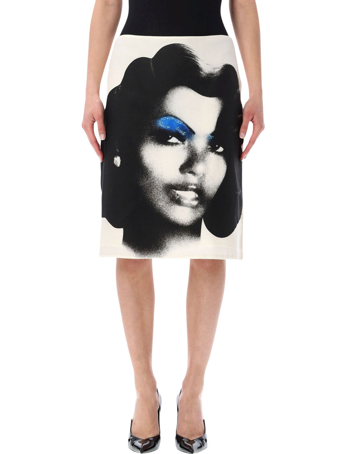 Versace Silk Midi Skirt With The Valentine Print Multi Colour Lining