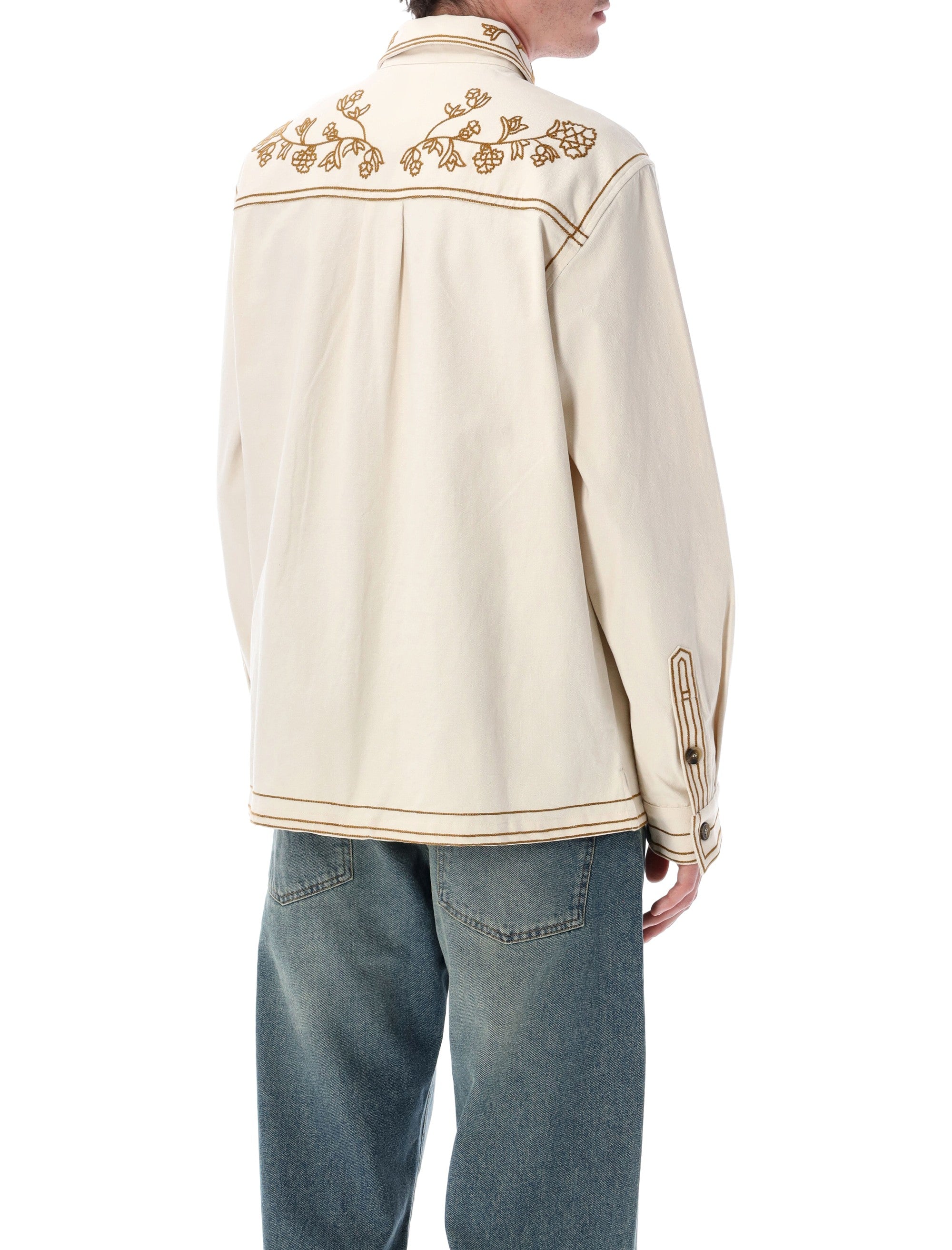 Marant Rudy floral embroidered overshirt Chalk Cotton Shirt