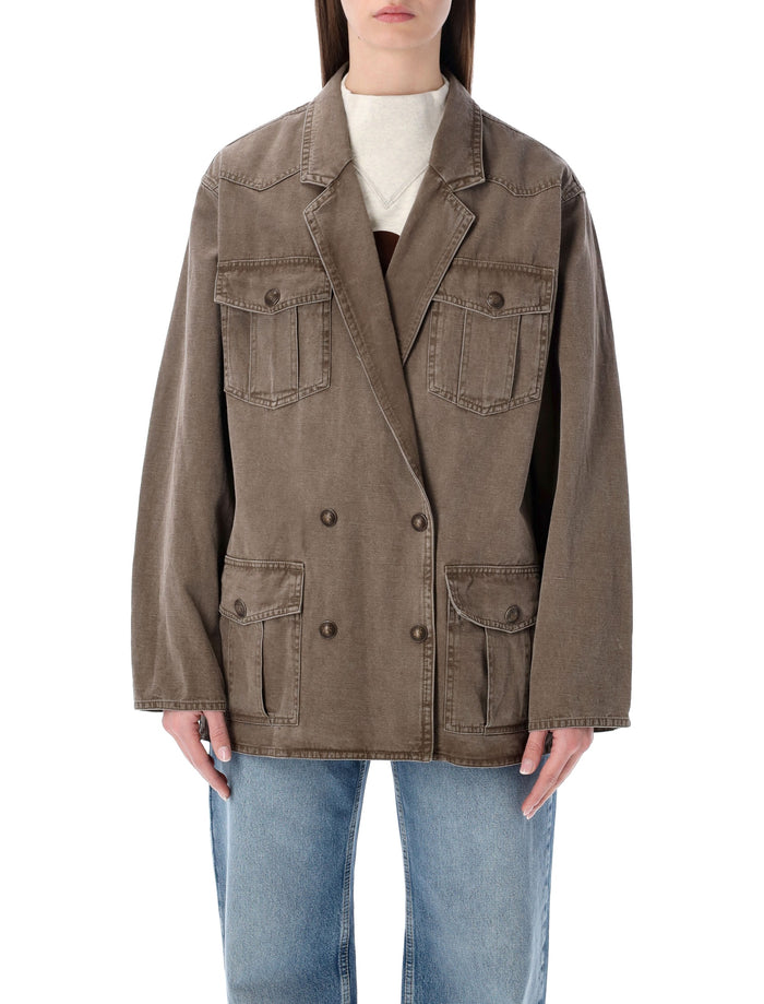 Marant Étoile Nevala cotton and linen jacket Dark Bronze