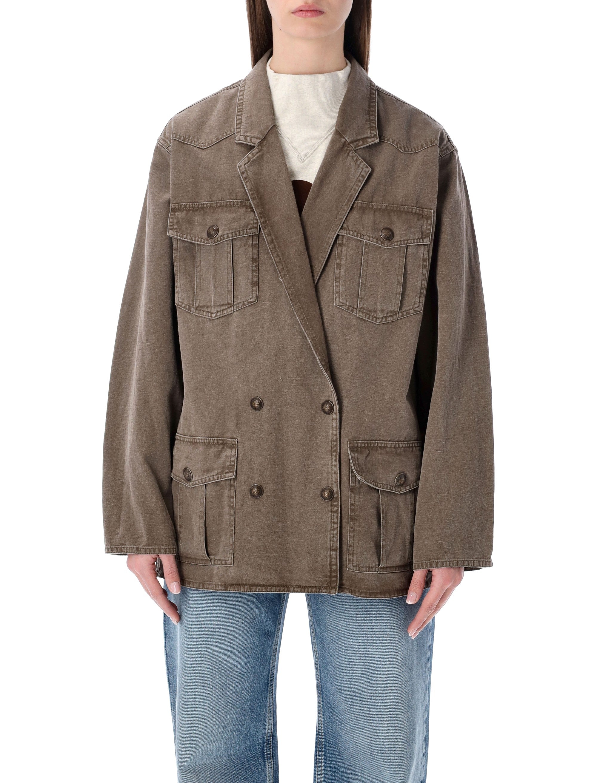 Marant Étoile Nevala cotton and linen jacket Dark Bronze