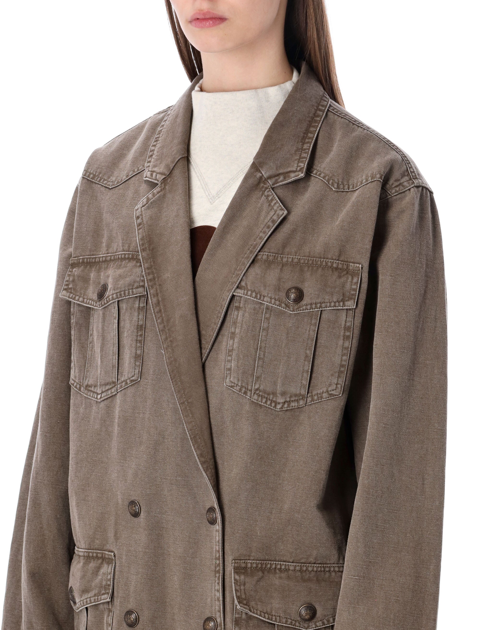 Marant Étoile Nevala cotton and linen jacket Dark Bronze