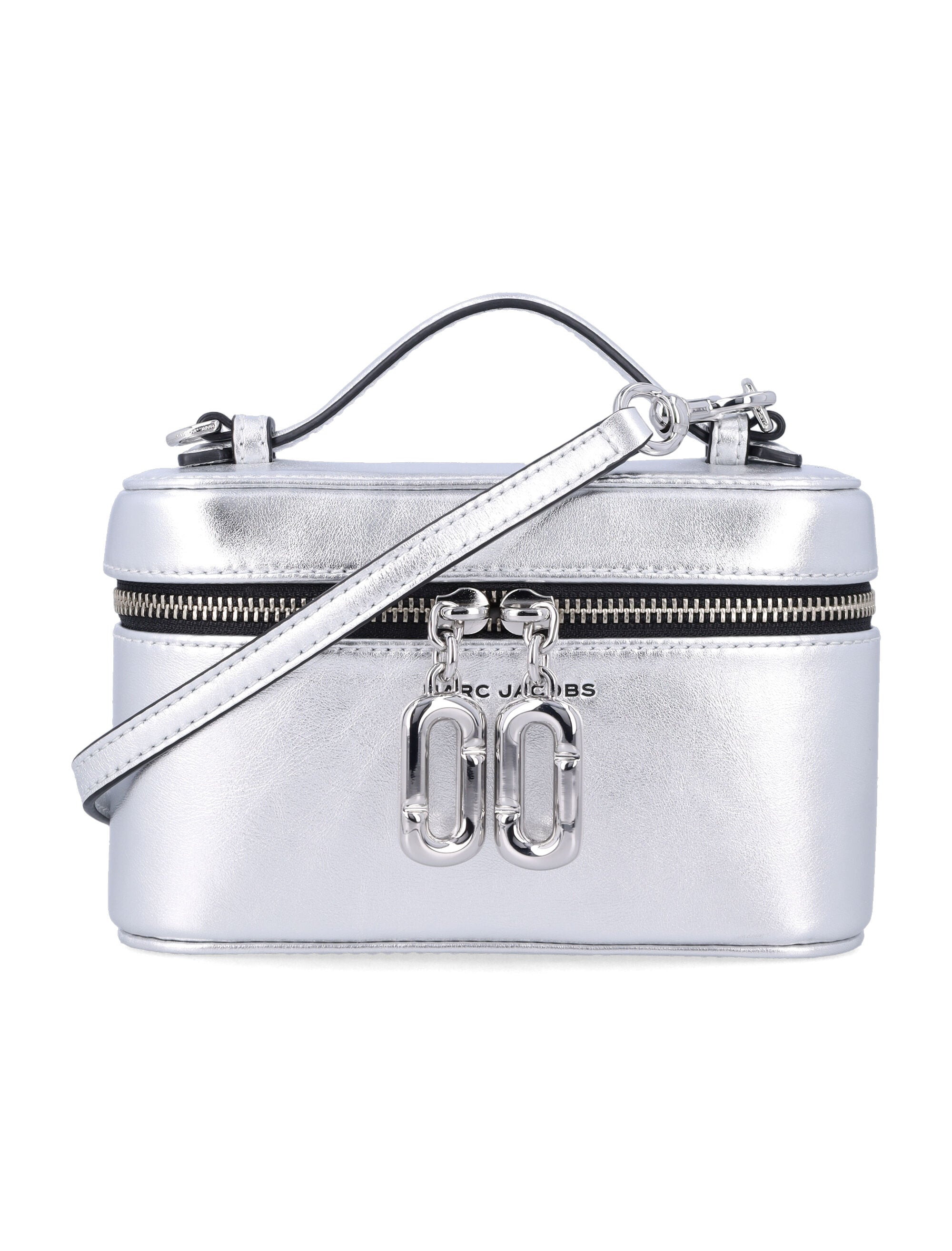 Marc Jacobs Scene Vanity Bag Metallic Leather Silver Cow Shoulder