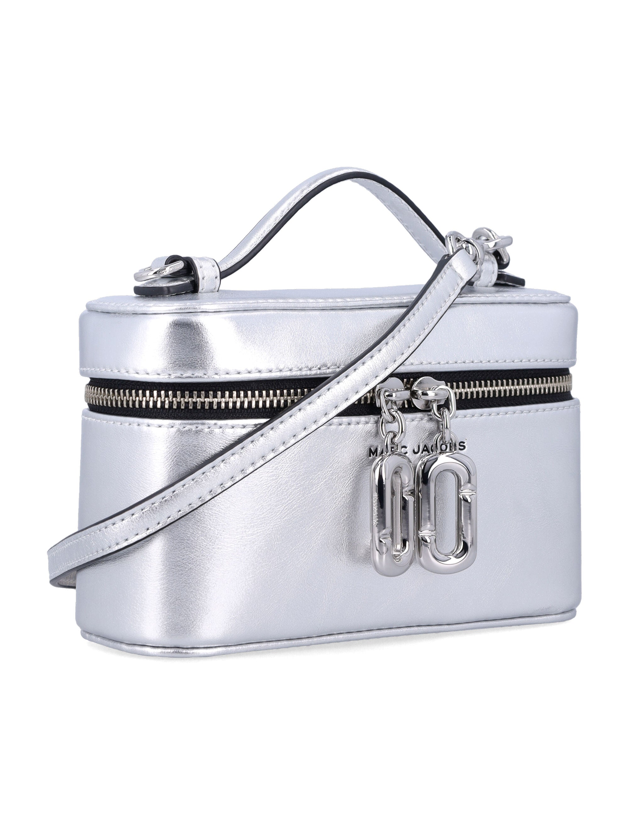 Marc Jacobs Scene Vanity Bag Metallic Leather Silver Cow Shoulder