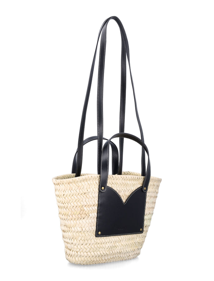 Sessùn Divipa Small Basket Bag Natural + Black Palme Doum Shoulder