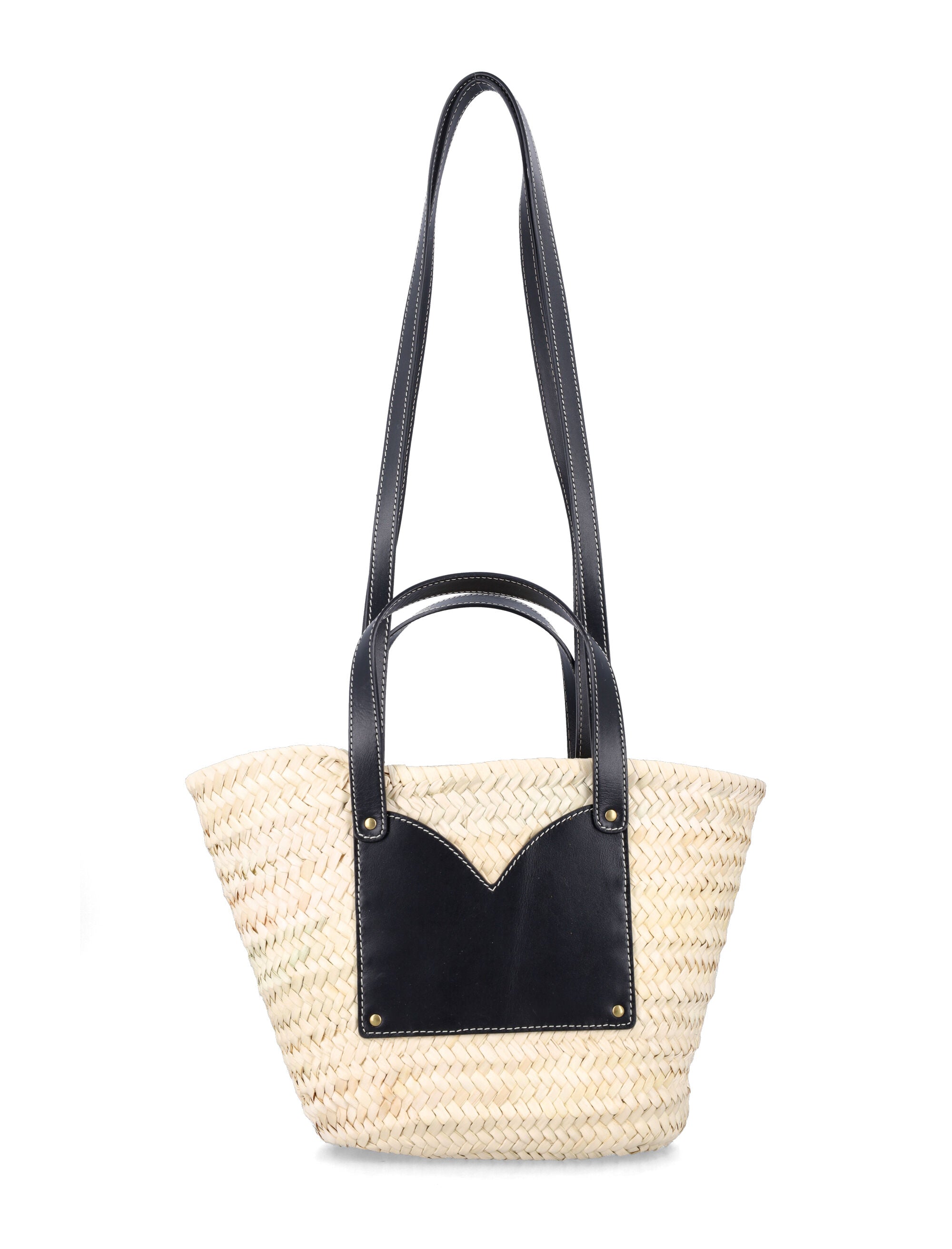 Sessùn Divipa Small Basket Bag Natural + Black Palme Doum Shoulder