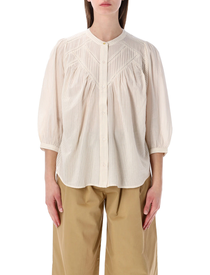 Sessùn Savi relaxed stripe shirt Sand Black Viscose