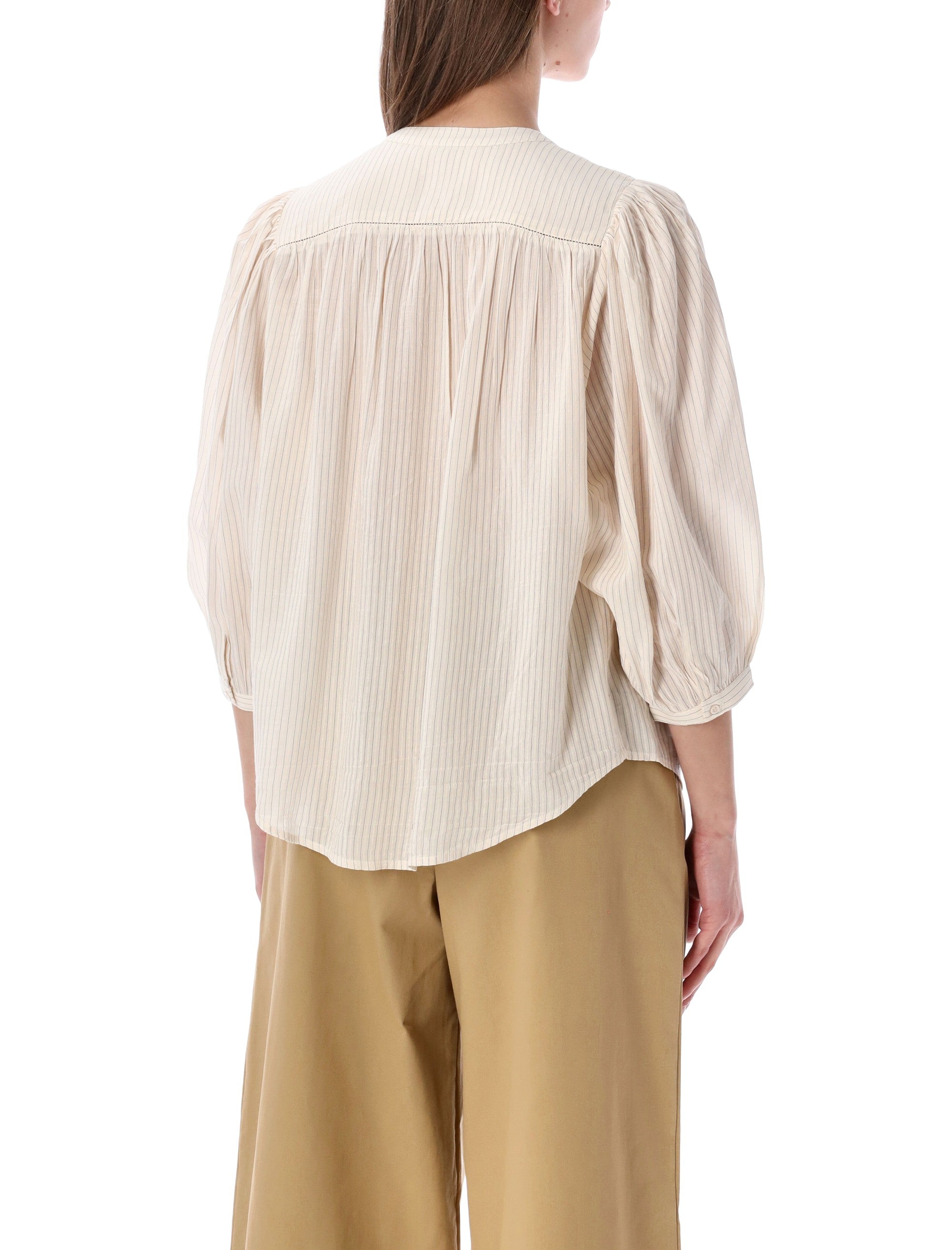 Sessùn Savi relaxed stripe shirt Sand Black Viscose