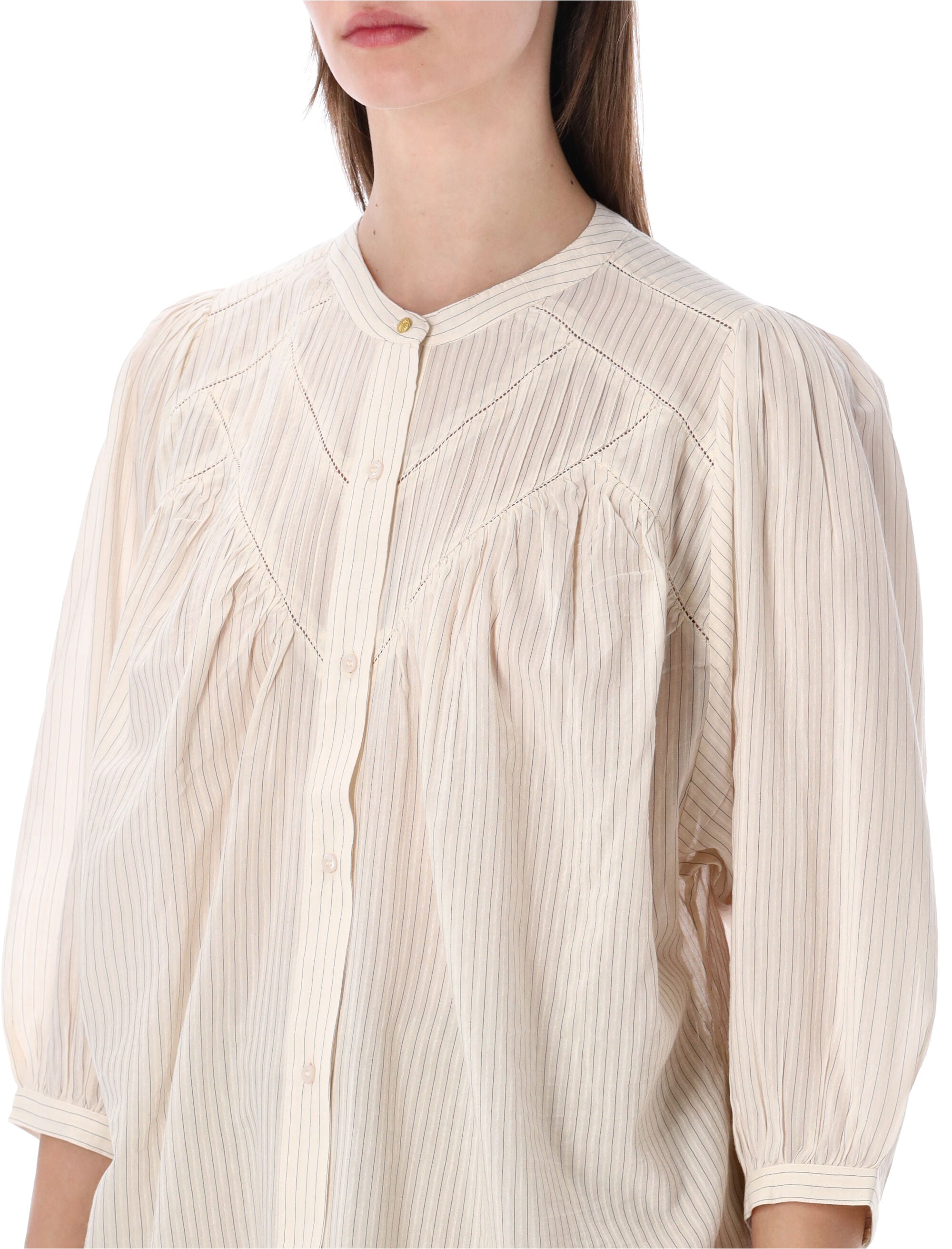 Sessùn Savi relaxed stripe shirt Sand Black Viscose