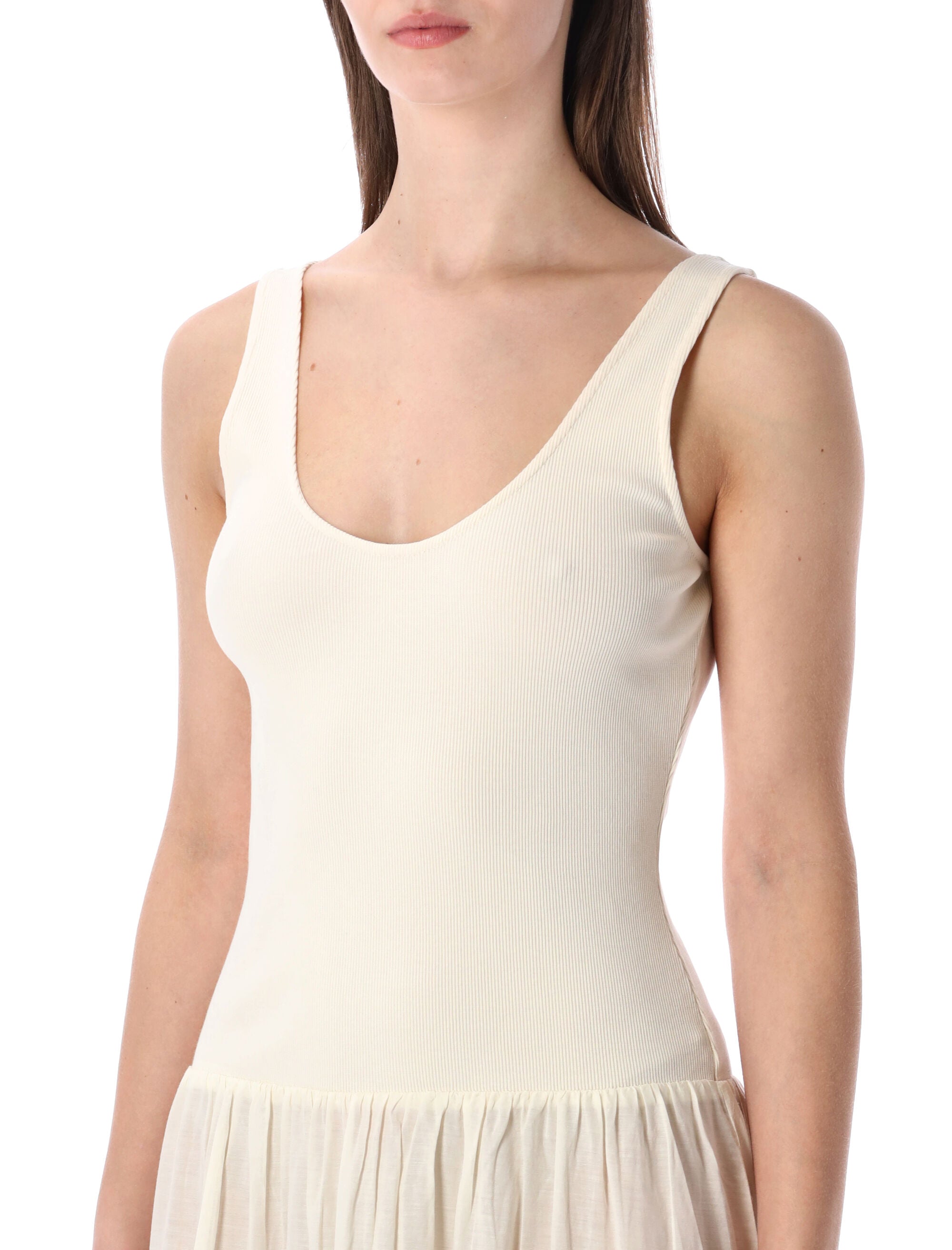 Sessùn Solao long sleeveless Ballerina dress Fleur De Sal Cotton
