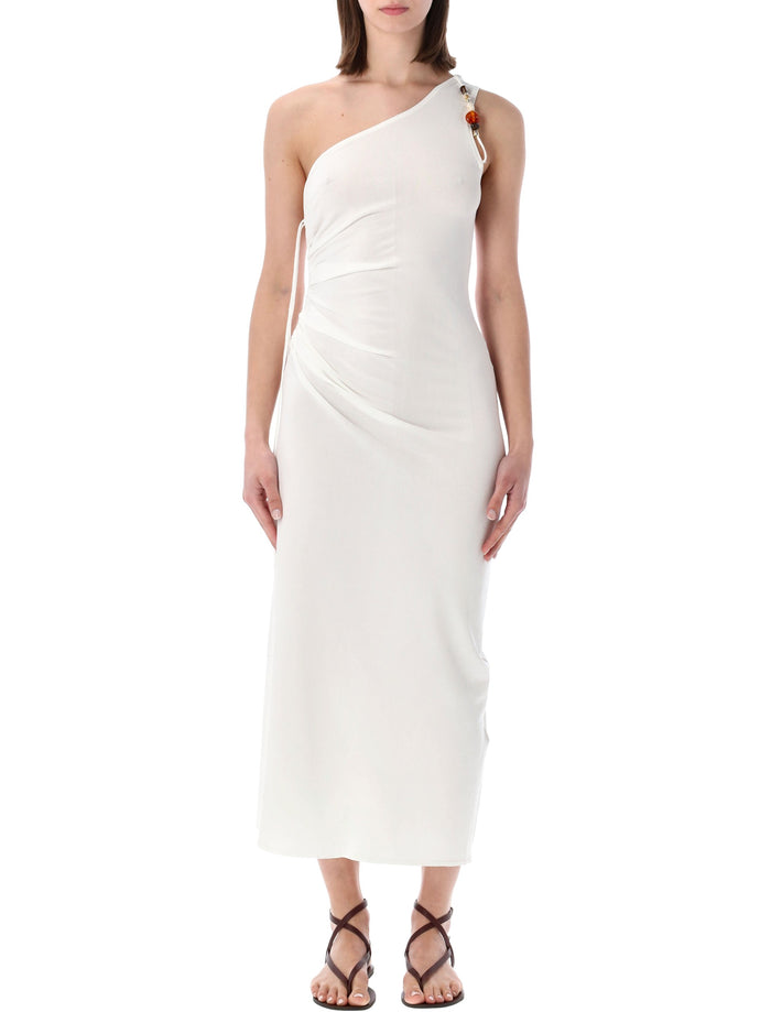 Sessùn Leite Asymmetric Jersey Dress White Viscose