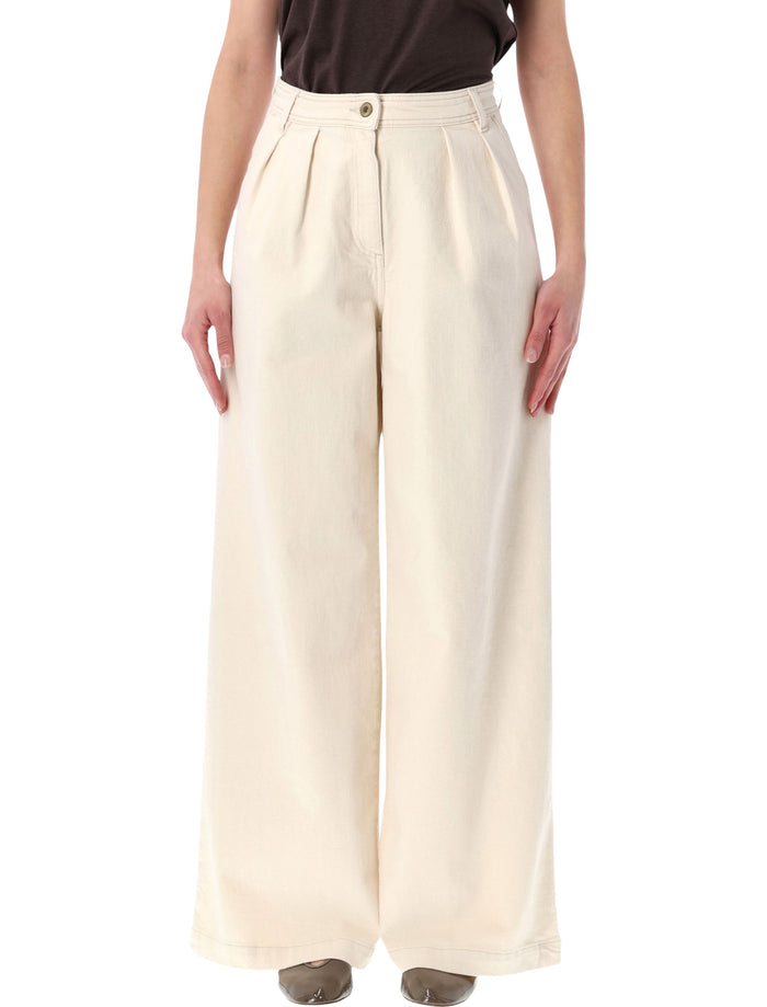 Sessùn Diegui pleated wide-leg jeans Fleur De Sal Cotton