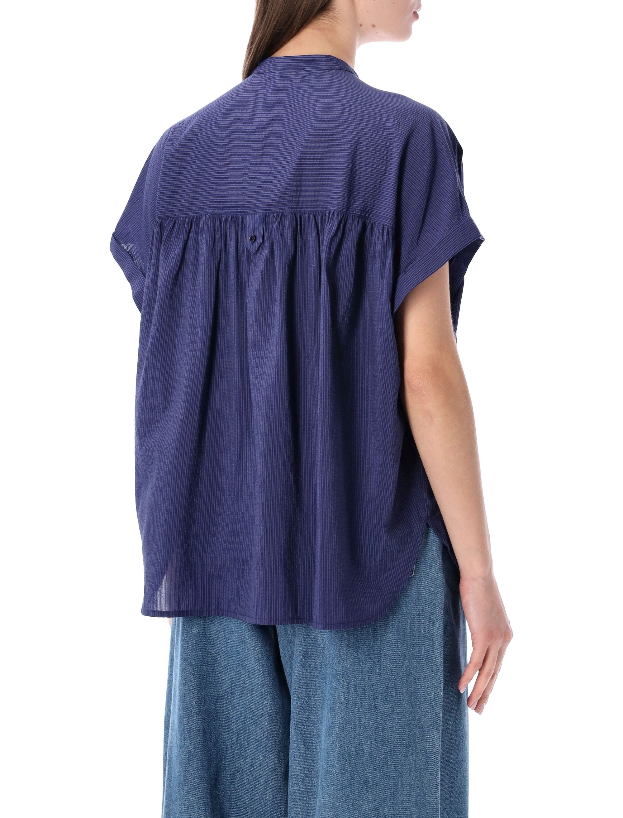Sessùn Camille sleeveless jacquard stripes blouse Blue Viscose Shirt