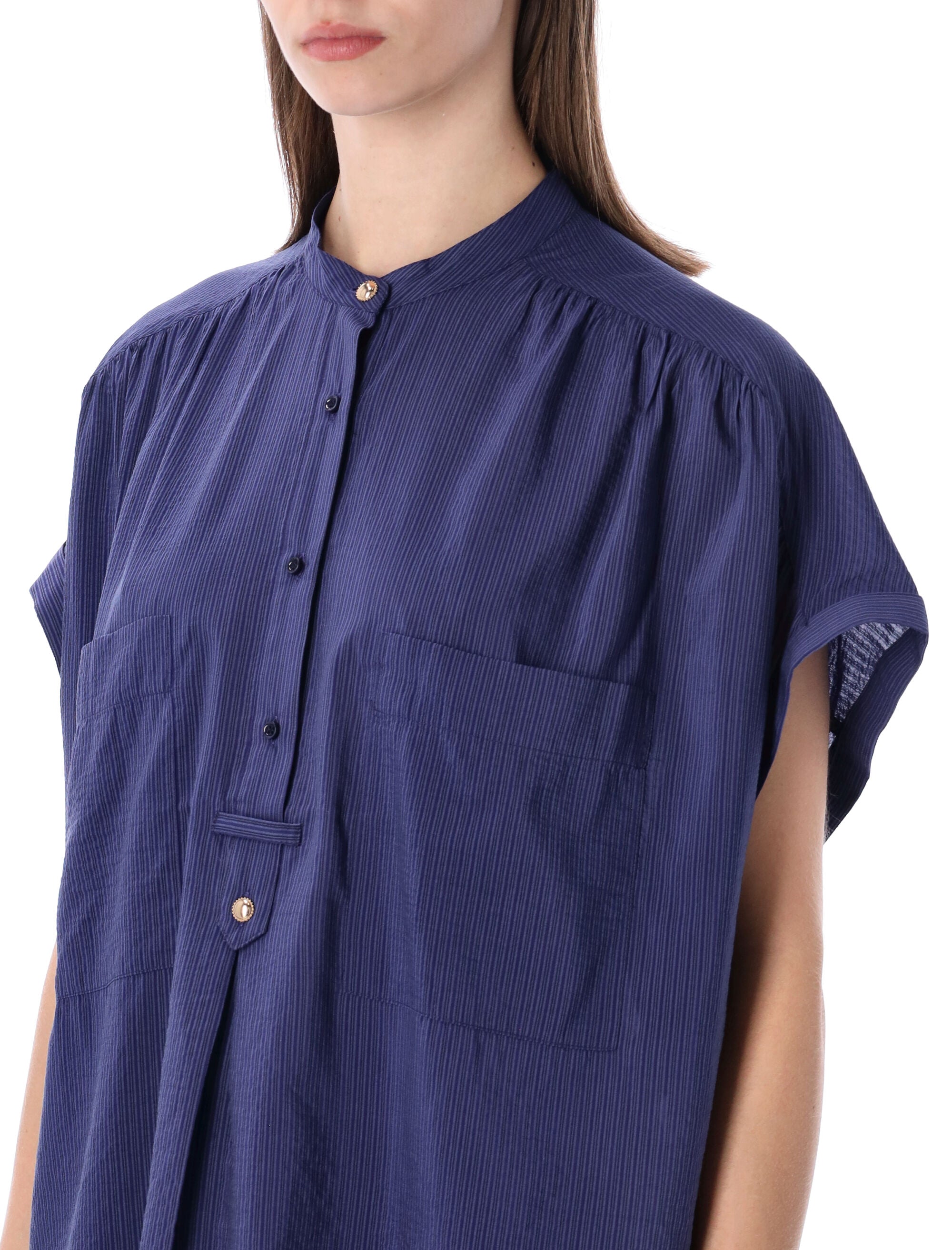Sessùn Camille sleeveless jacquard stripes blouse Blue Viscose Shirt