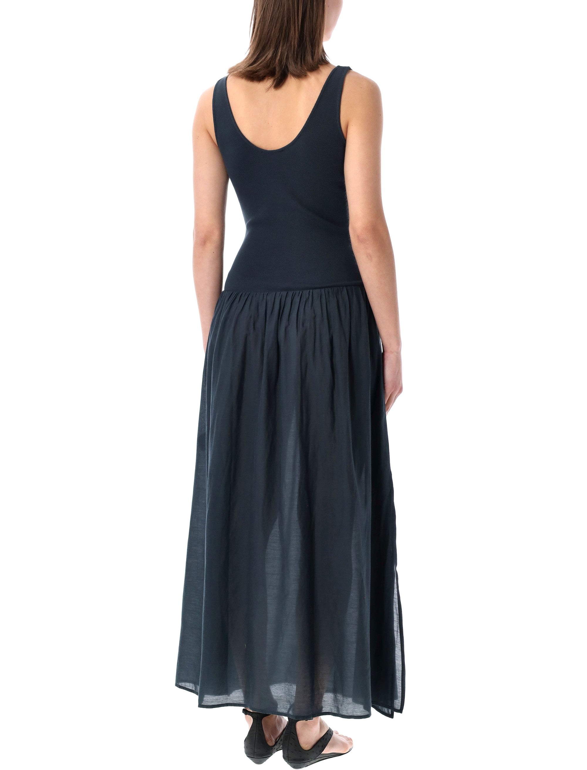 Sessùn Solao long sleeveless Ballerina dress Smoke Green Cotton