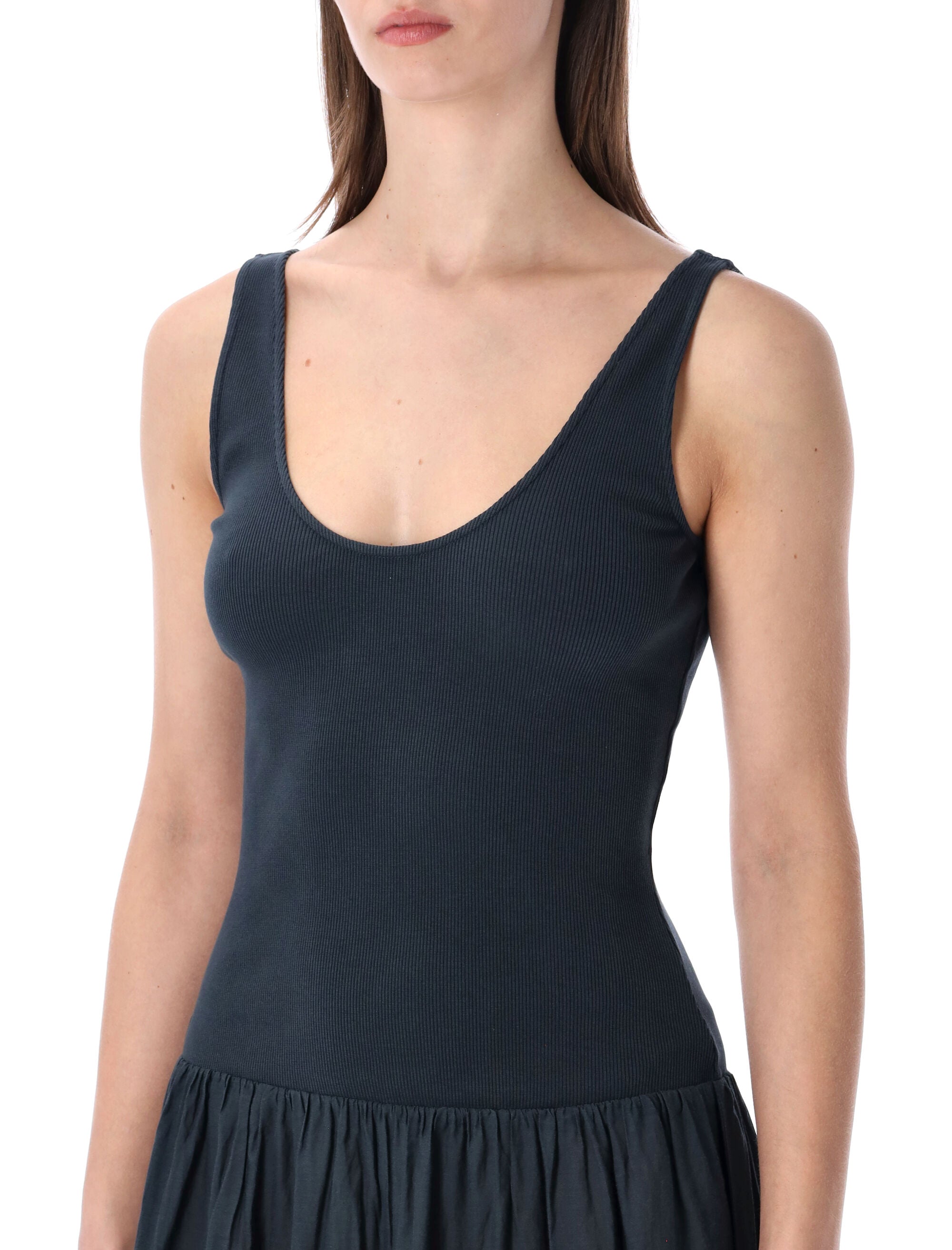 Sessùn Solao long sleeveless Ballerina dress Smoke Green Cotton