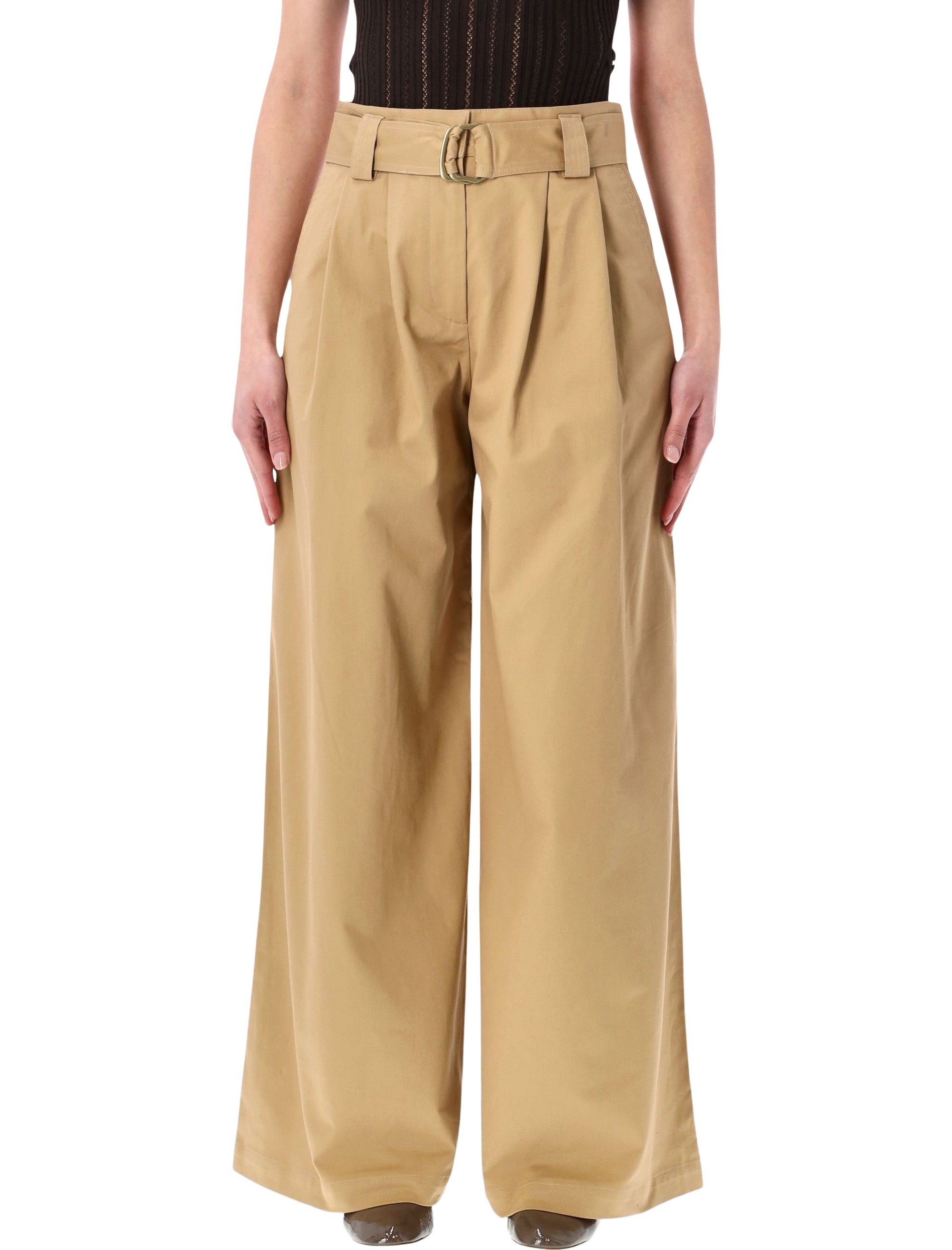 Sessùn Riva high-rise pleated trousers Cajou Beige Cotton Pant