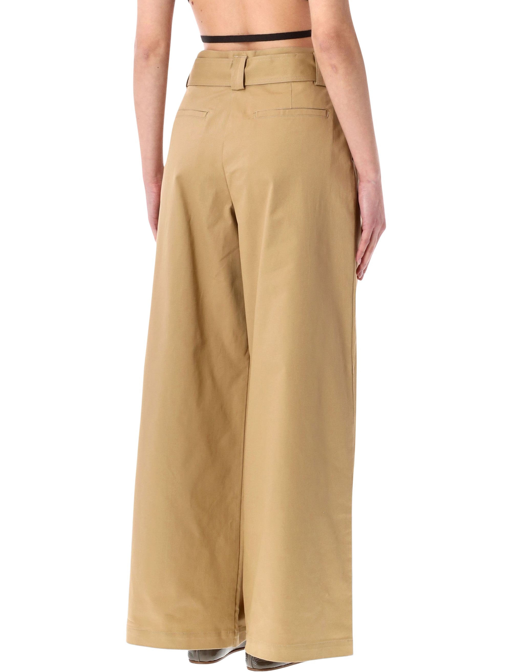 Sessùn Riva high-rise pleated trousers Cajou Beige Cotton Pant