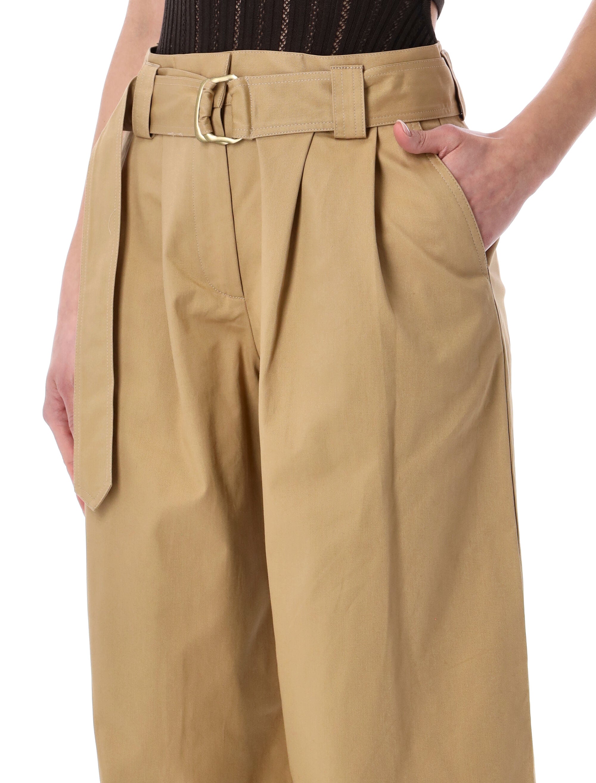 Sessùn Riva high-rise pleated trousers Cajou Beige Cotton Pant