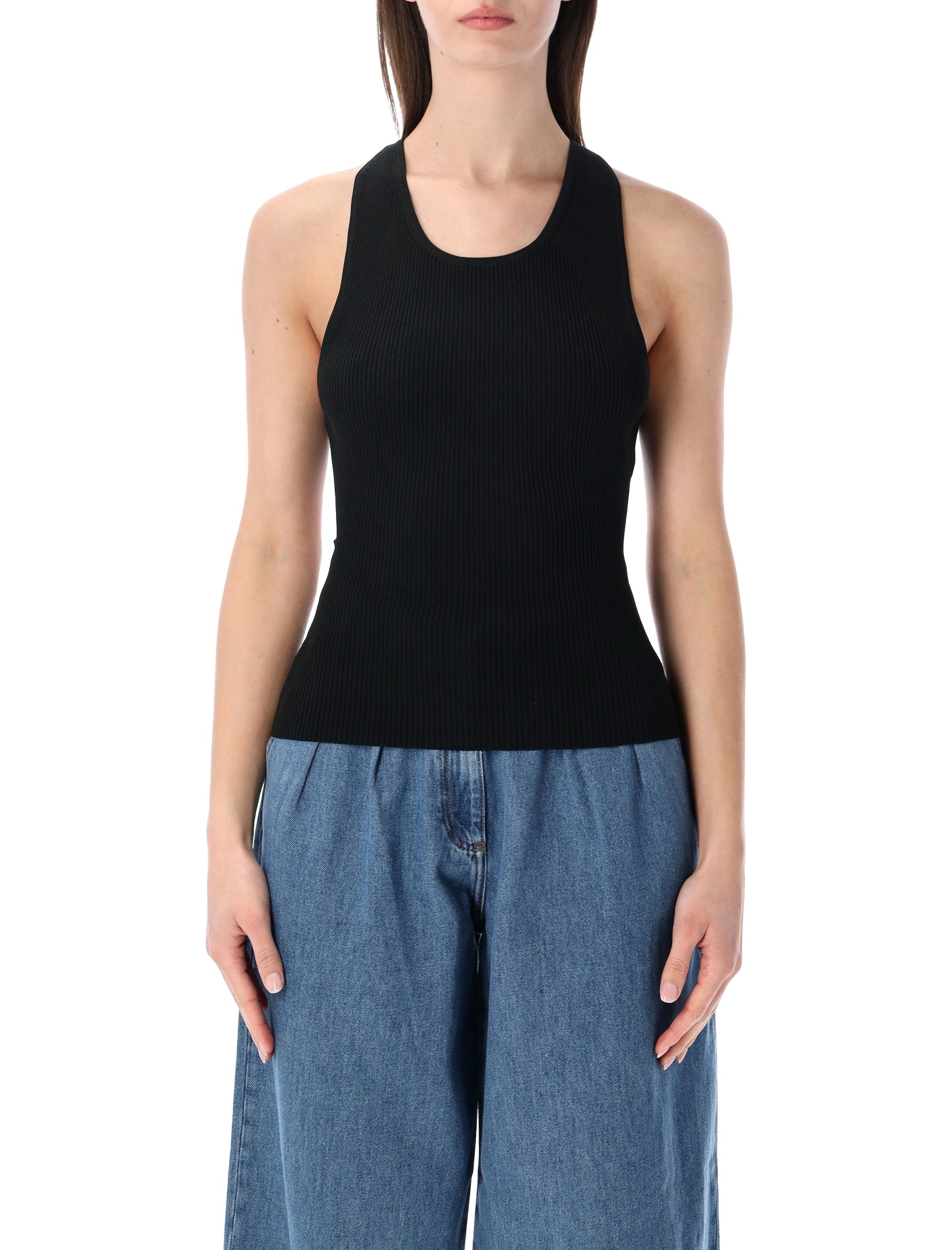 Sessùn Lygia rib-knit fitted top Moonless Viscose