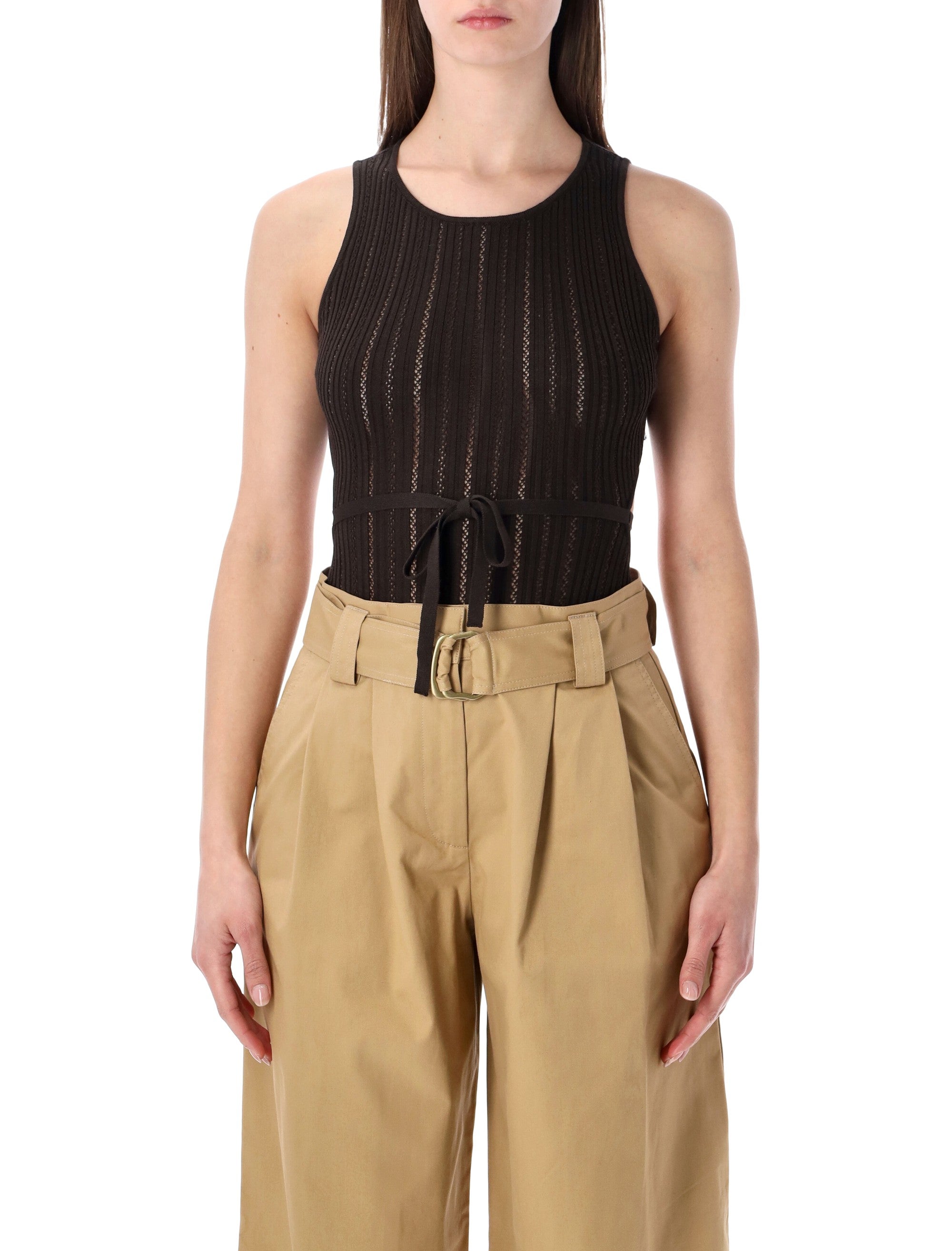 Sessùn Andrade cotton knit openwork bodysuit Espresso